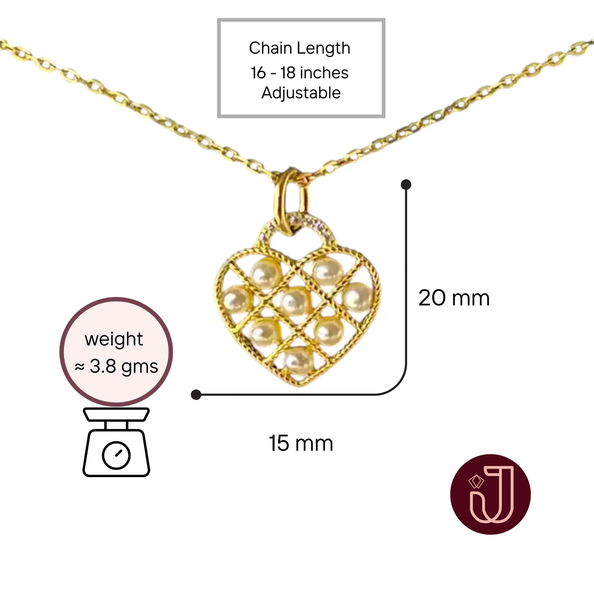 Pearl Embellished Heart Necklace