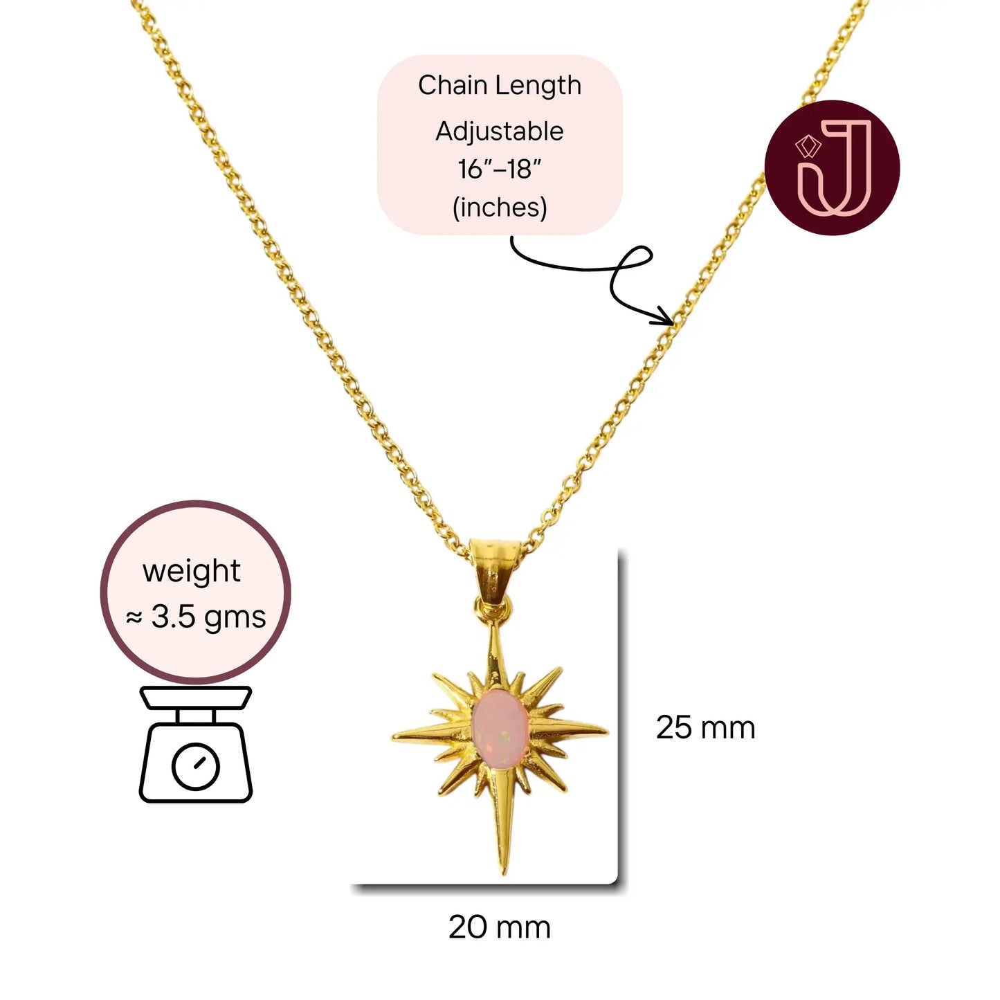 Pink Stone Sunburst Necklace
