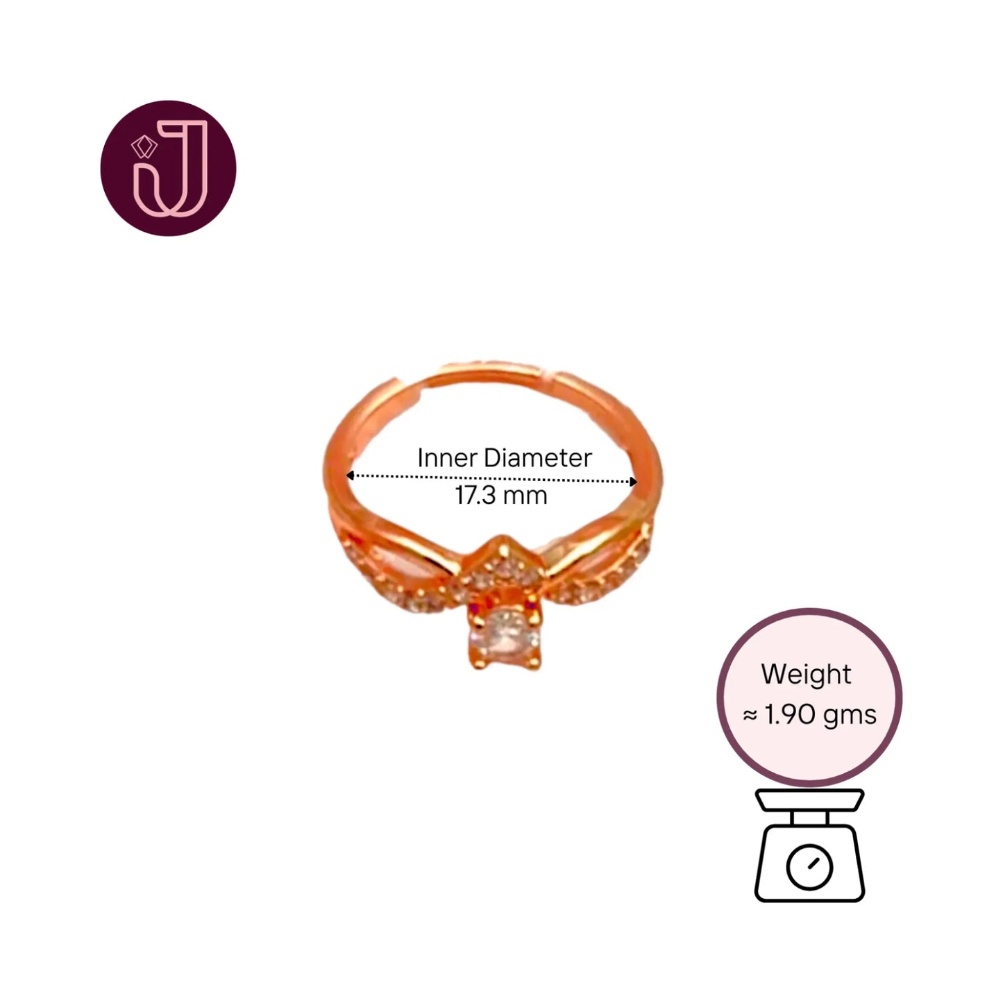 Ring with dimensions and weight details.