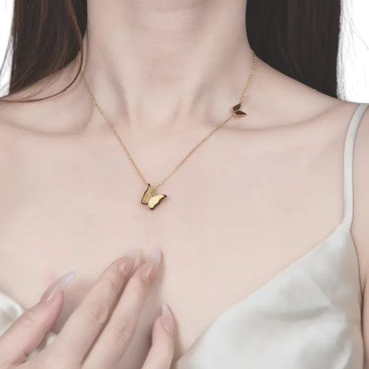 Rose Gold Butterfly Charms Necklace
