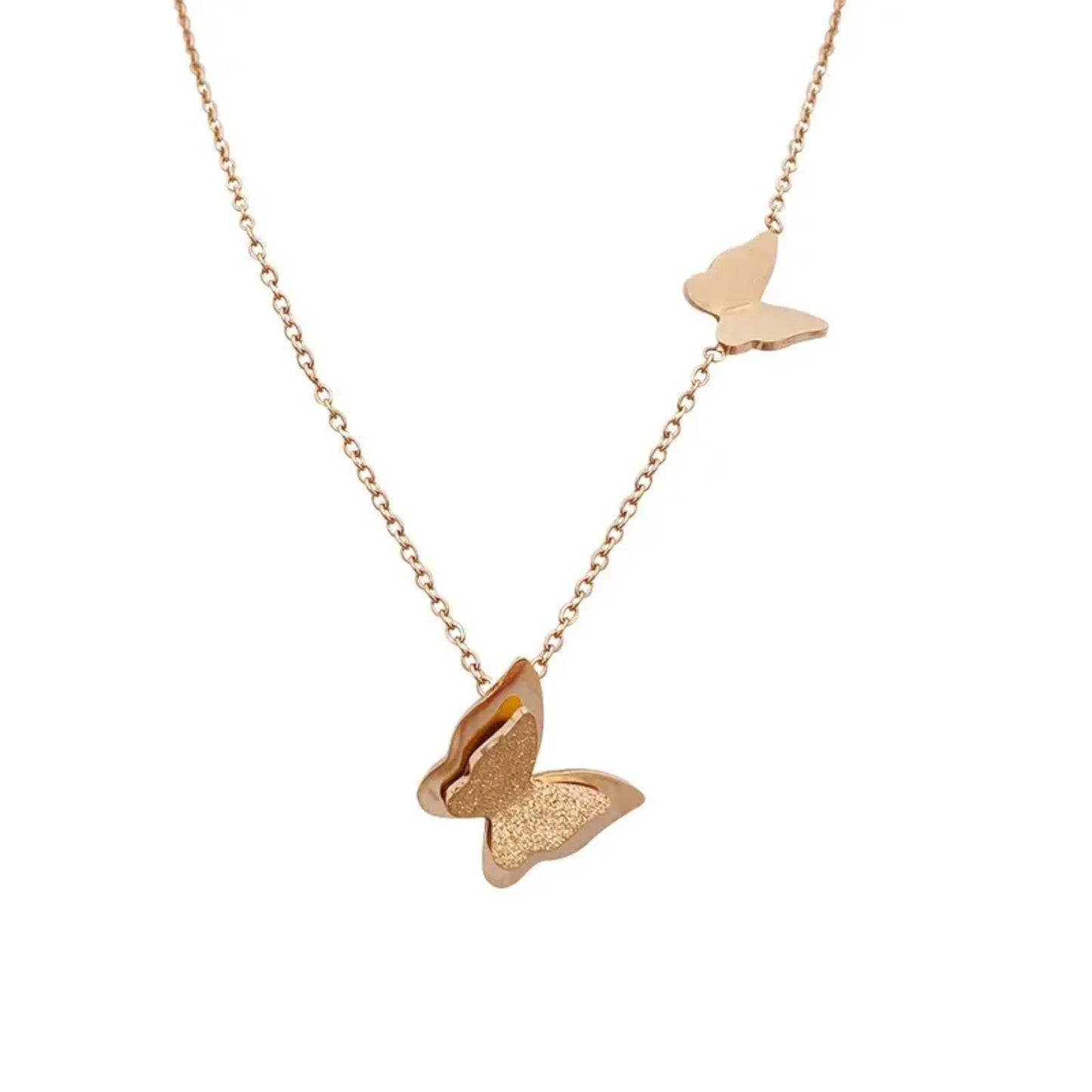Rose Gold Butterfly Charms Necklace