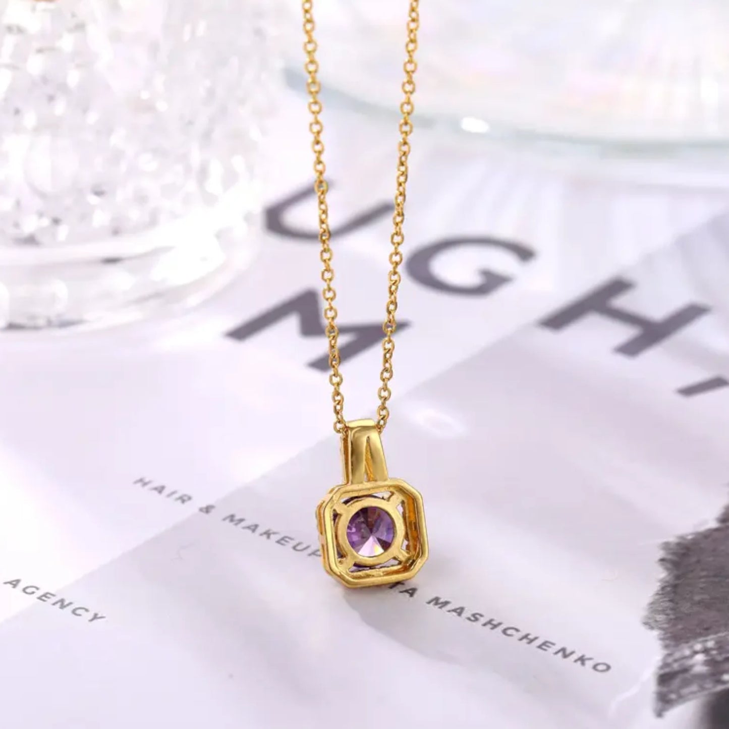 Rose Gold Cz Stone Necklace