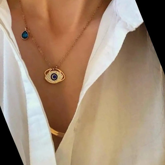 Rose Gold Evil Eye Sapphire Necklace