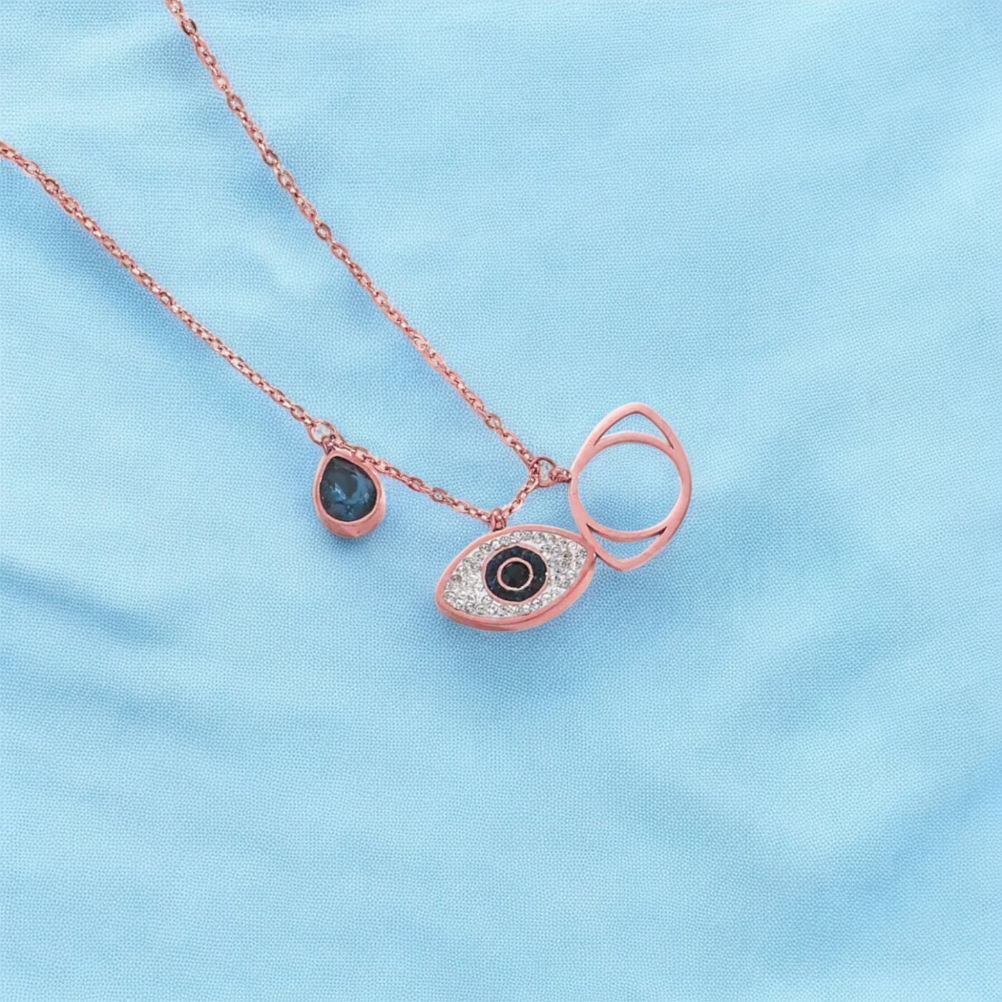 Rose Gold Evil Eye Sapphire Necklace
