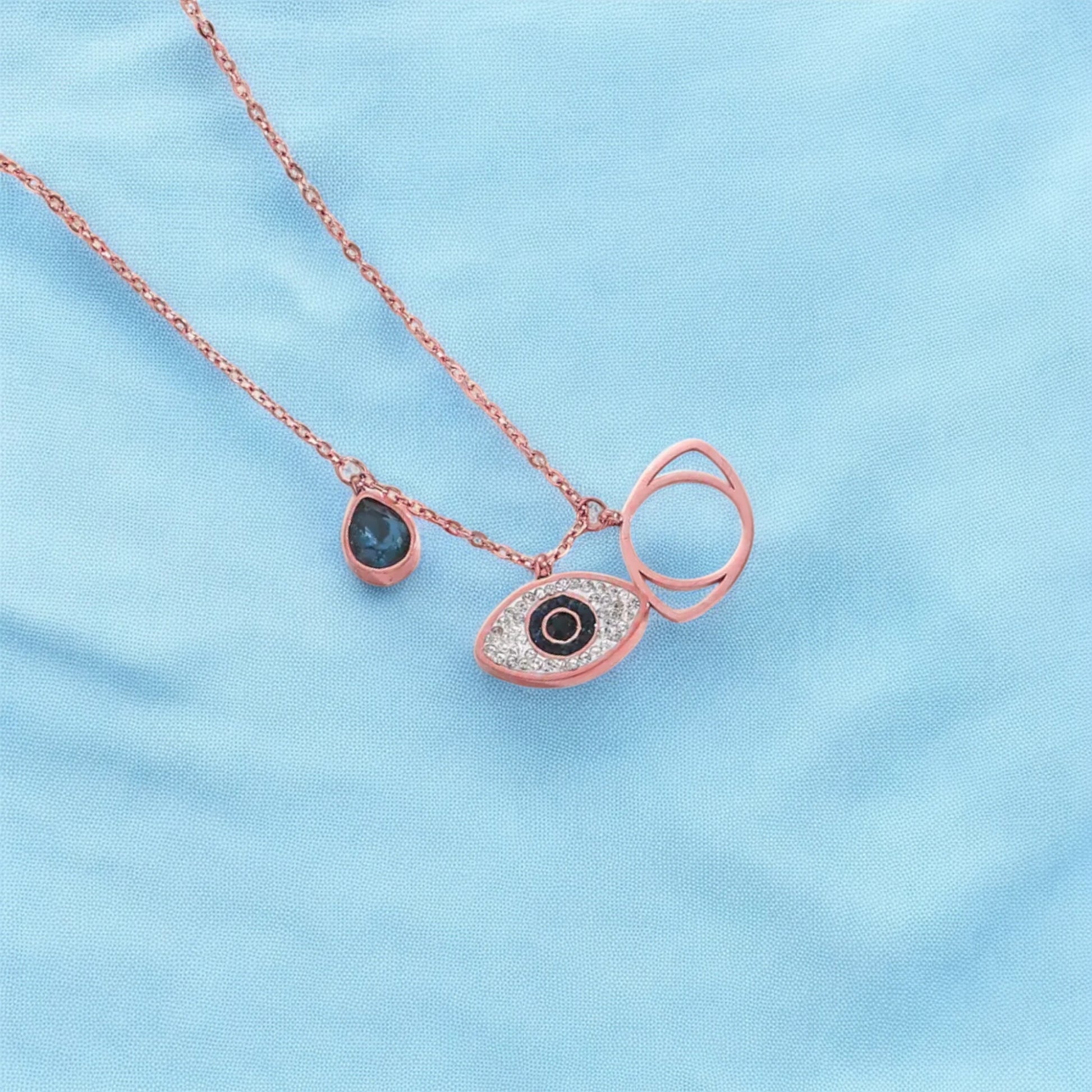 Rose Gold Evil Eye Sapphire Necklace