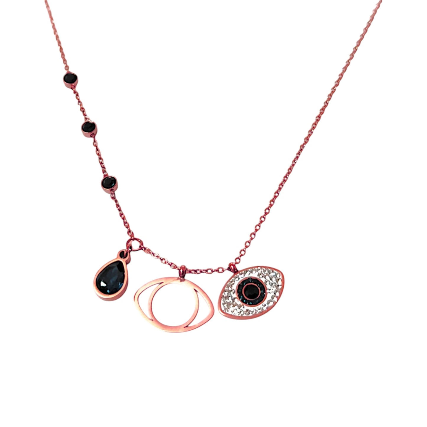 Rose Gold Evil Eye Sapphire Necklace