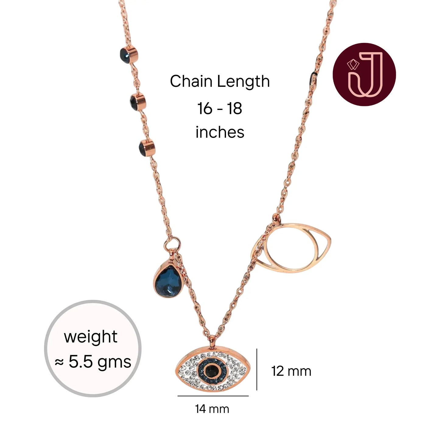 Rose Gold Evil Eye Sapphire Necklace