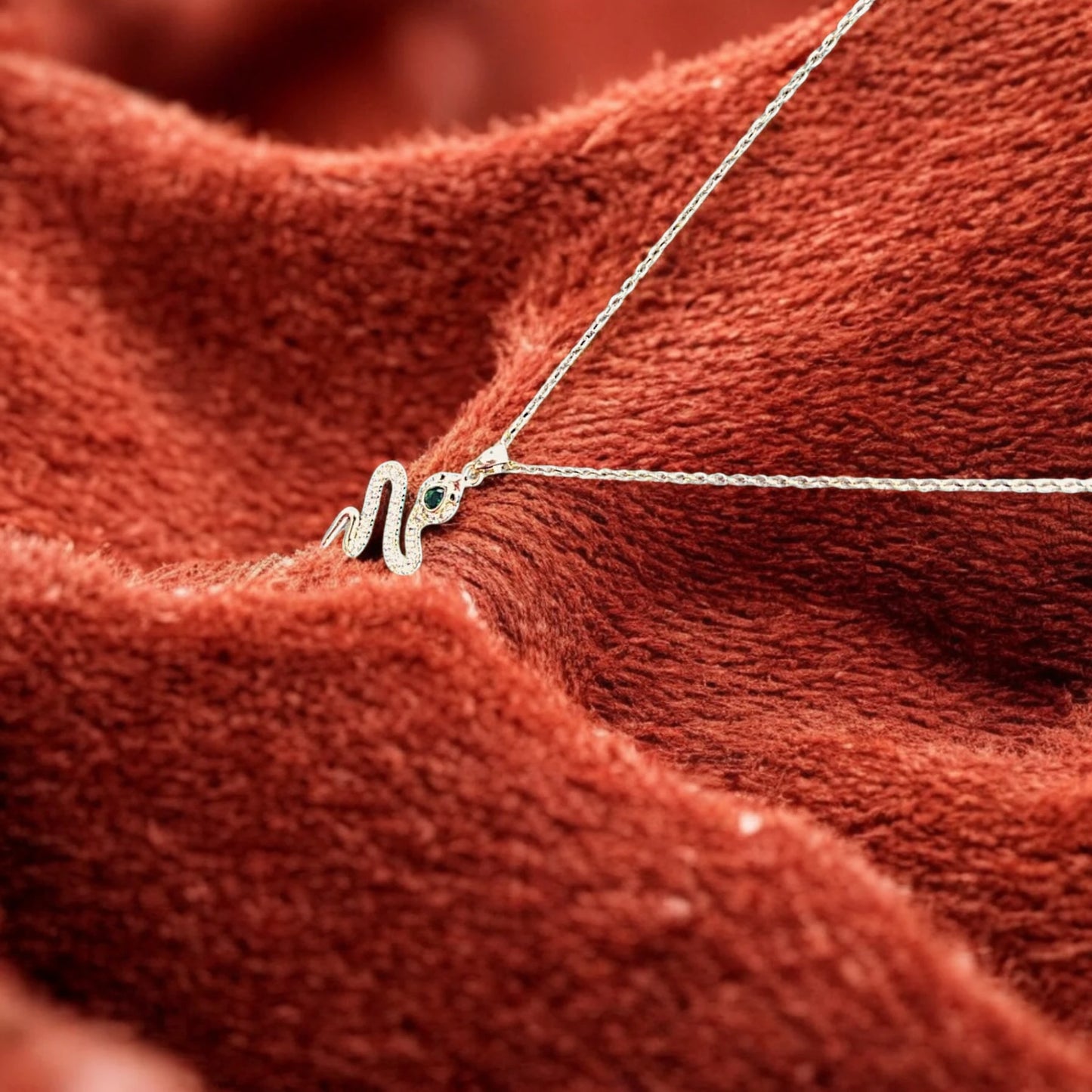 Serpent Necklace with Green Gemstone