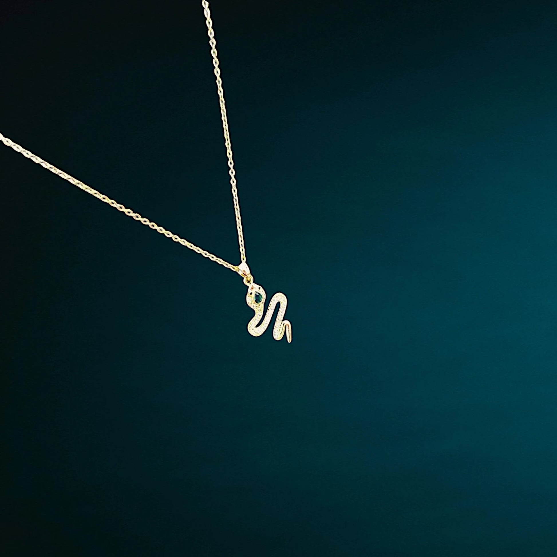 Serpent Necklace with Green Gemstone