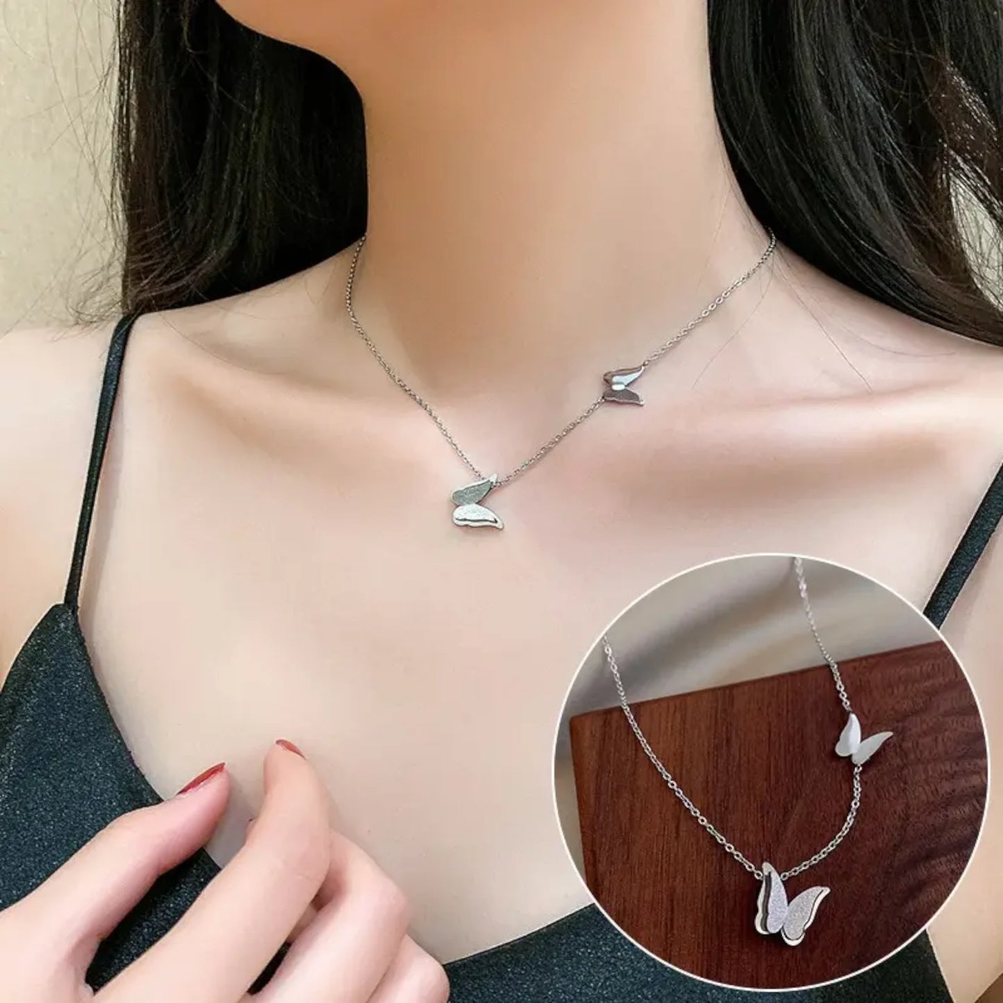 Silver Butterfly Charms Necklace