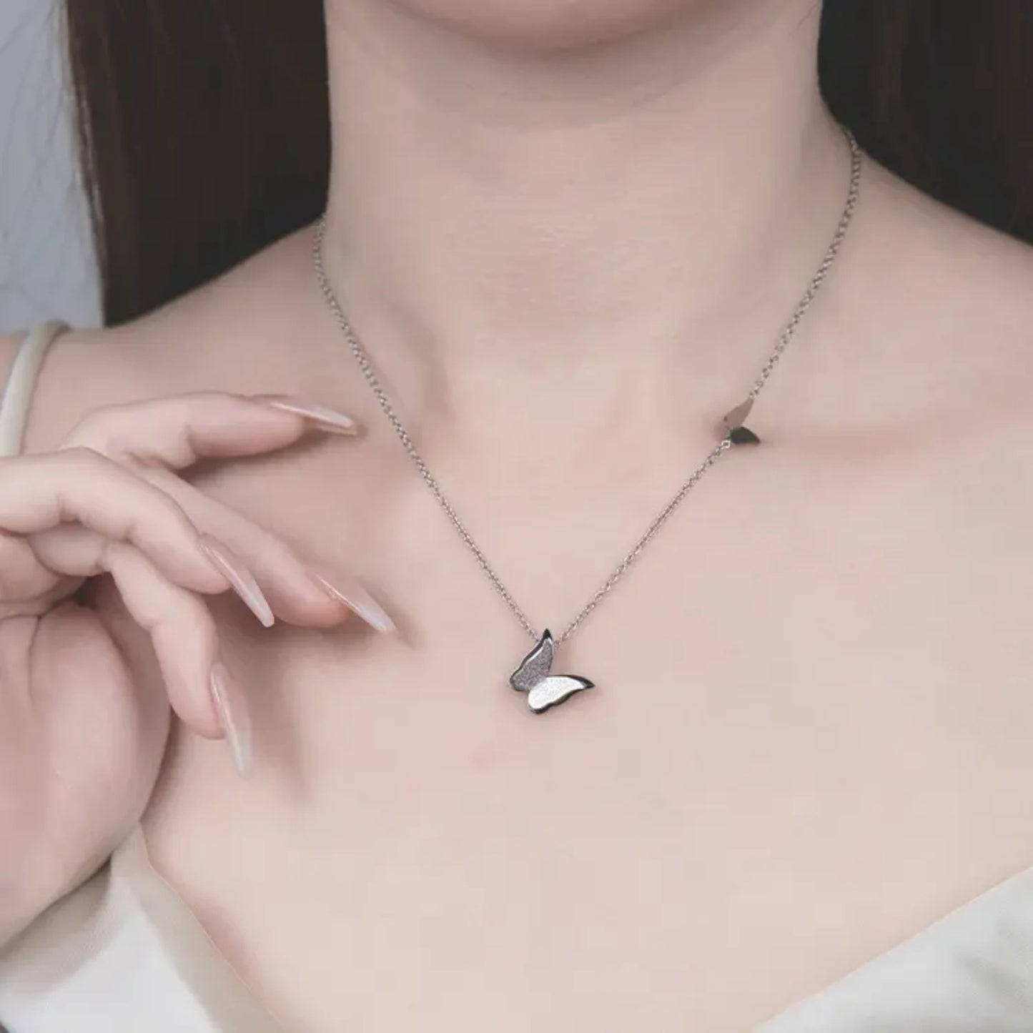 Silver Butterfly Charms Necklace