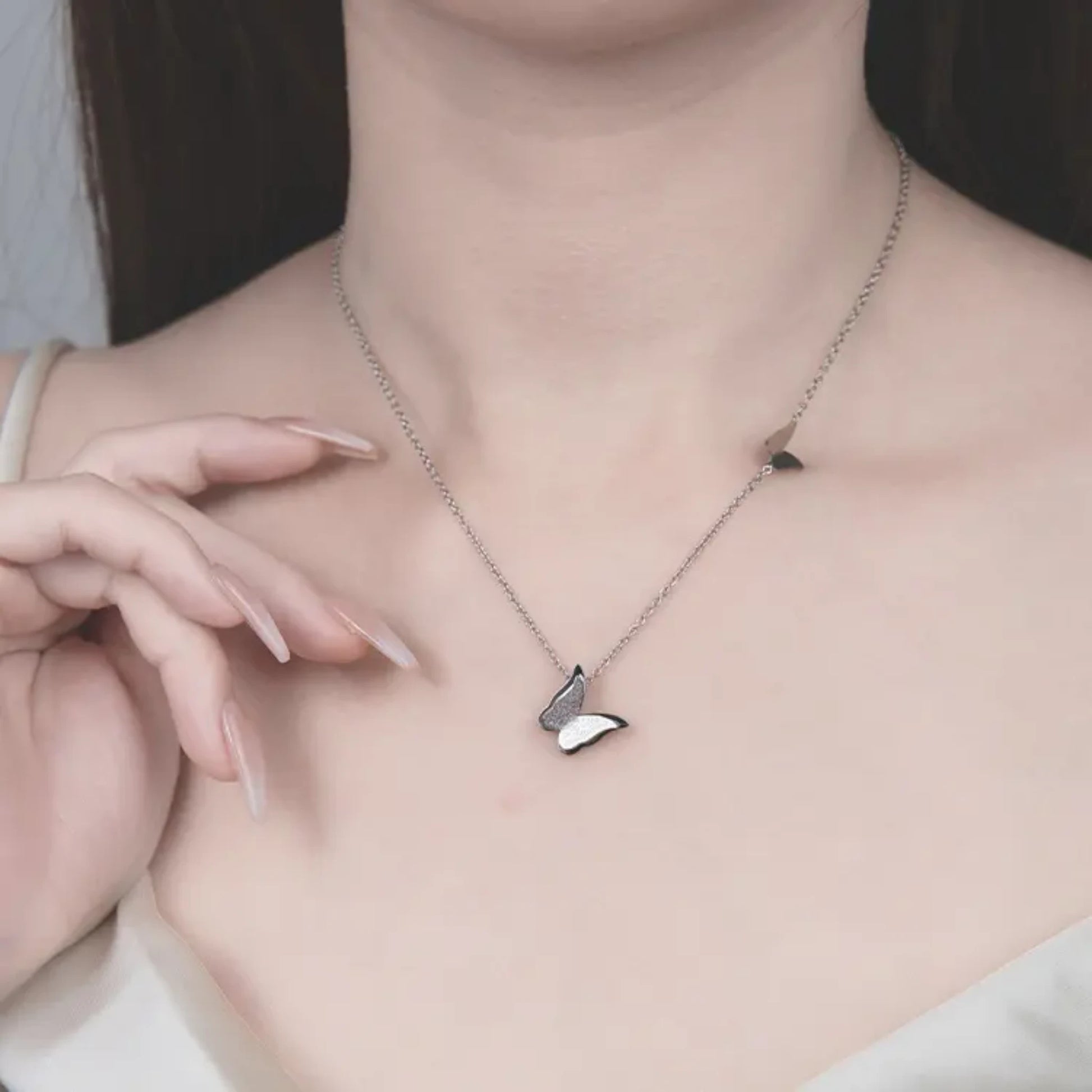 Silver Butterfly Charms Necklace