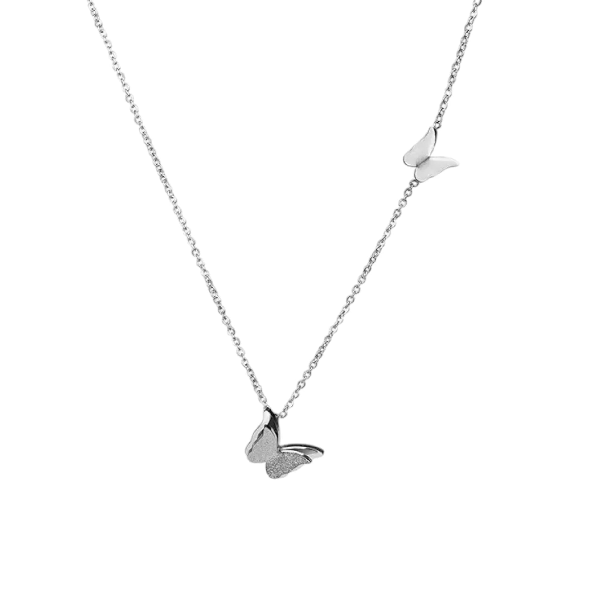 Silver Butterfly Charms Necklace