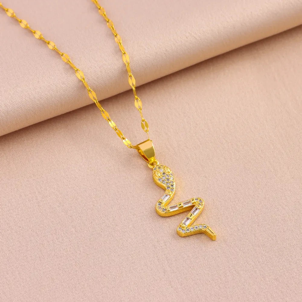 Snake Necklace with Crystal Accents