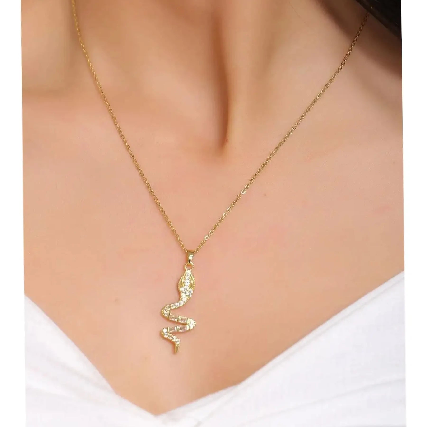 Snake Necklace with Crystal Accents