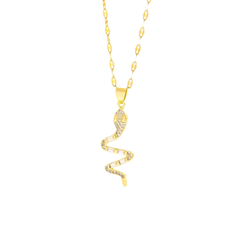 Snake Necklace with Crystal Accents