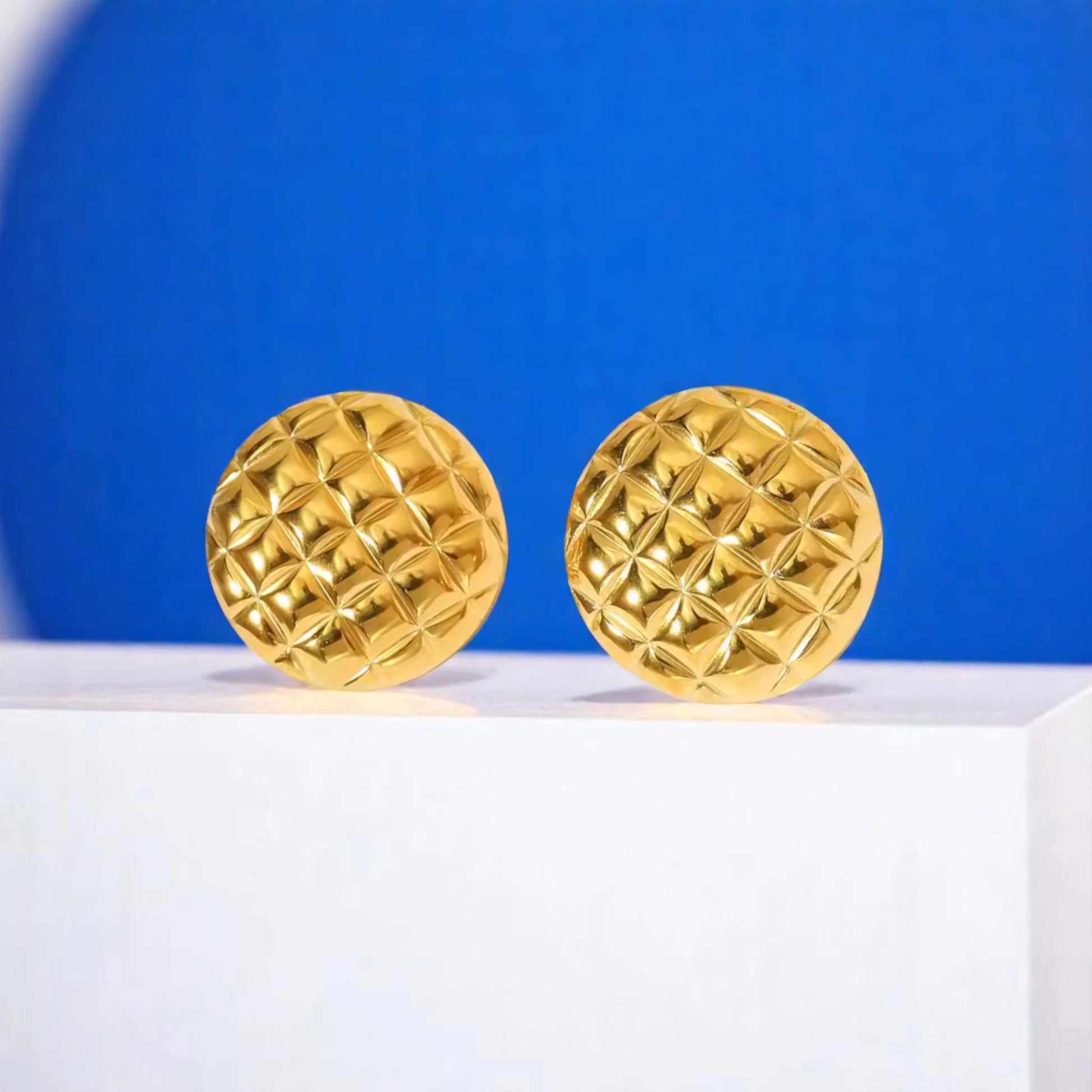 Textured Round Stud Earrings
