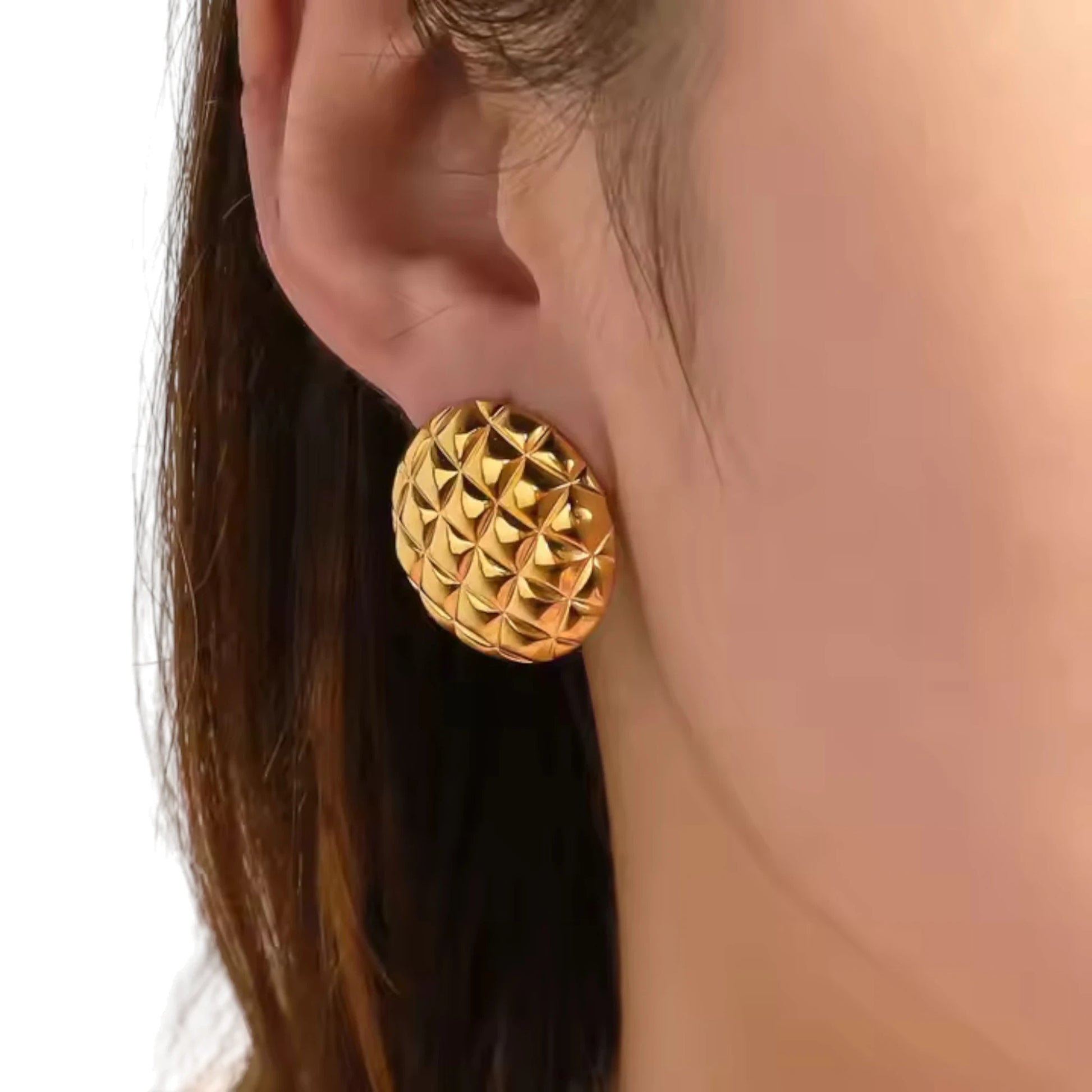 Textured Round Stud Earrings