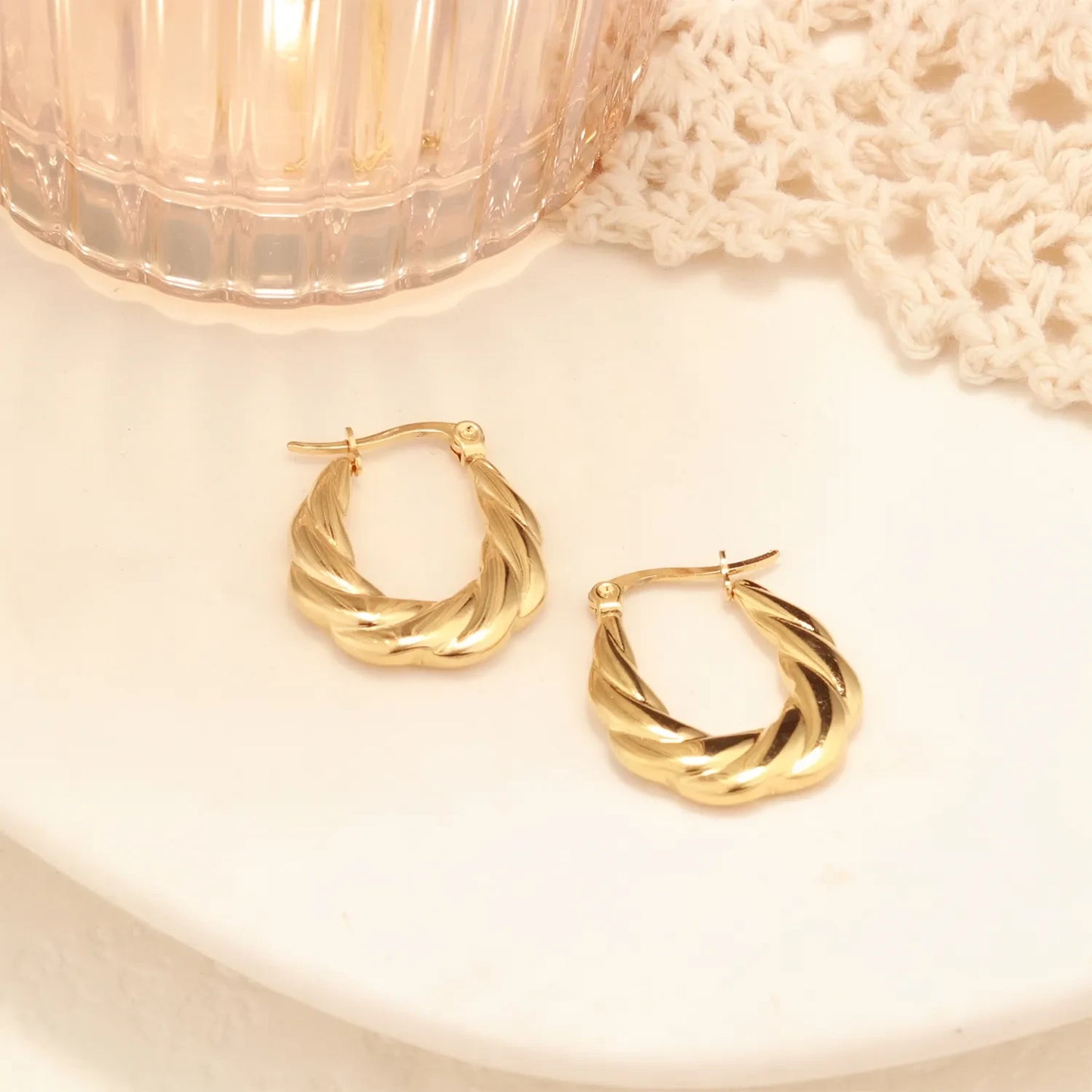 Twisted Oval Hoop Earrings