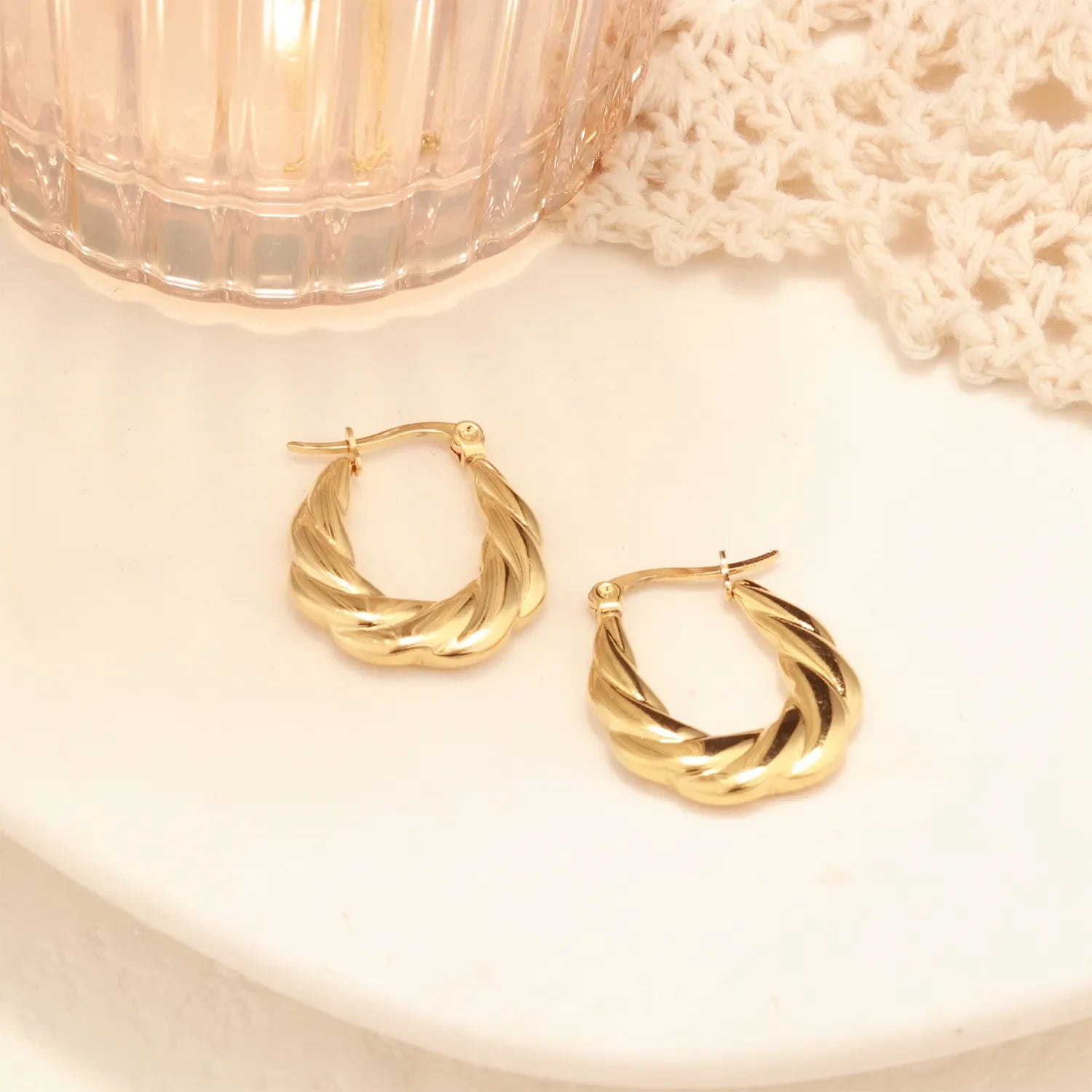 Twisted Oval Hoop Earrings