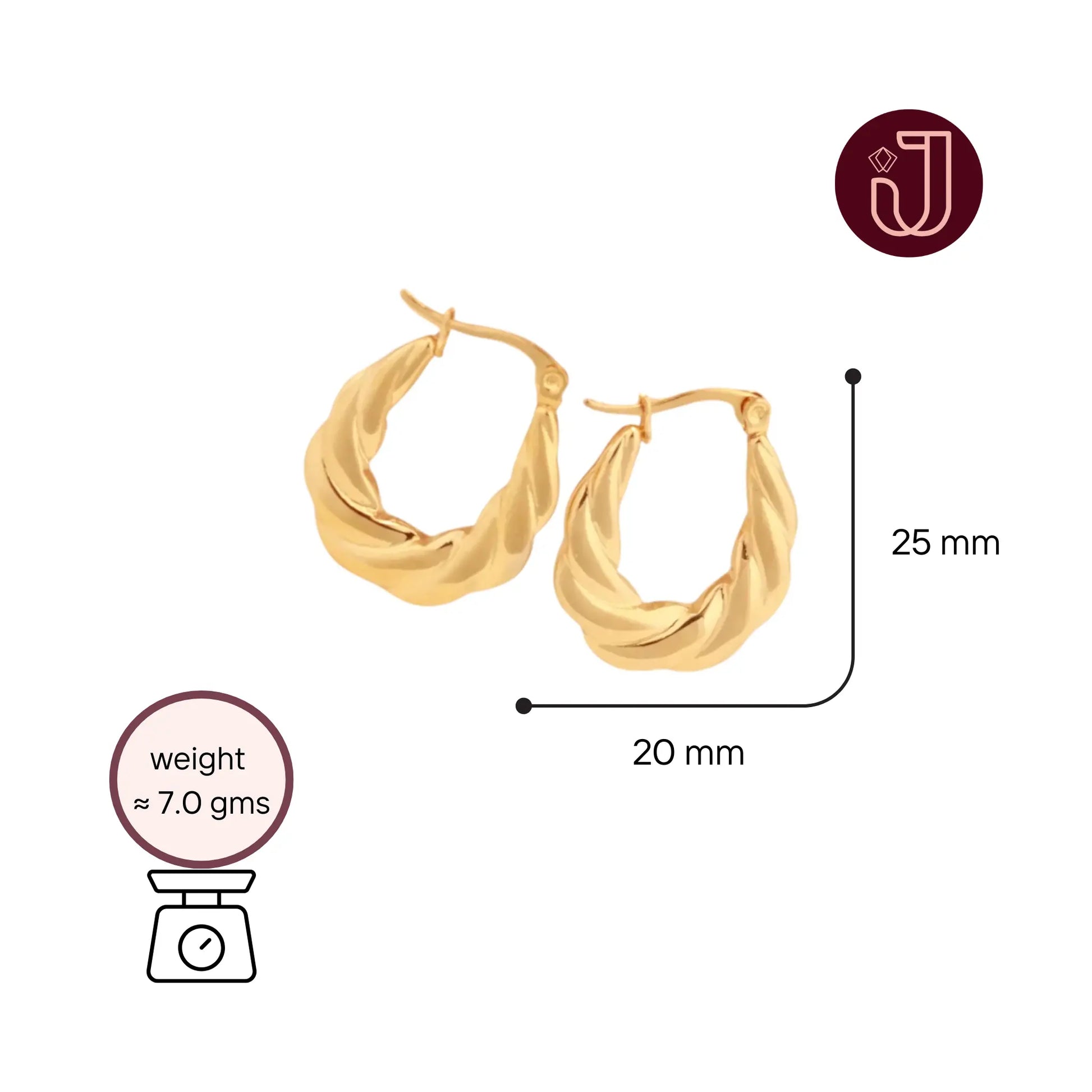 Twisted Oval Hoop Earrings