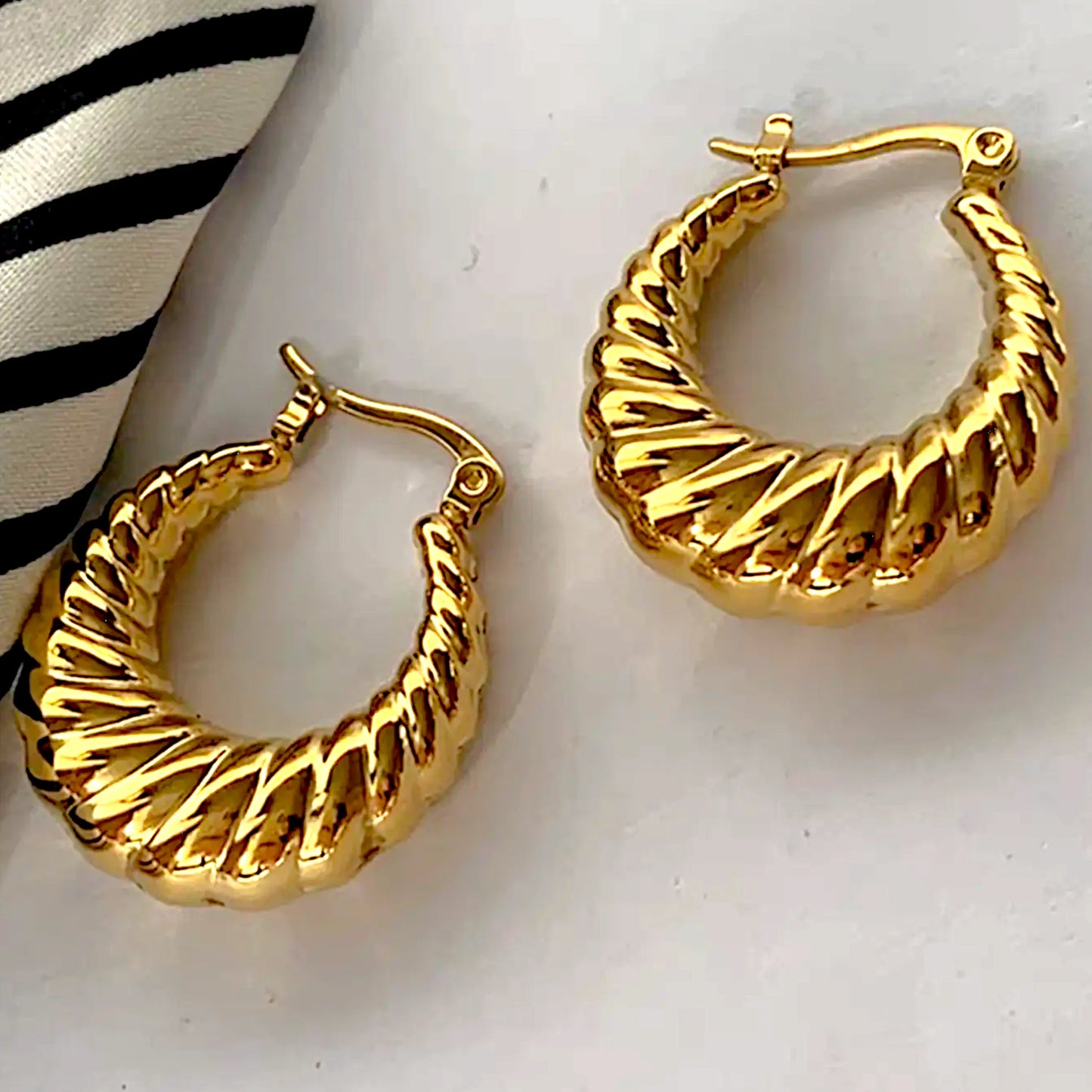 Twisted Round Hoop Earrings