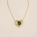 Verdant Glow | Emerald Hearts Gold Pendant Necklace