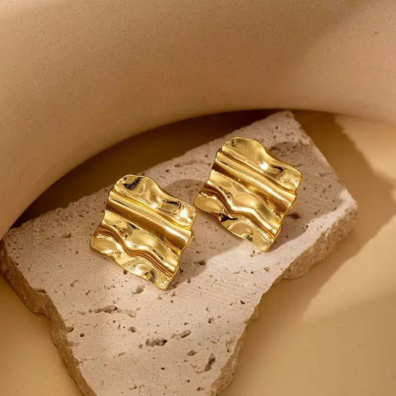 Wavy Square Stud Earrings