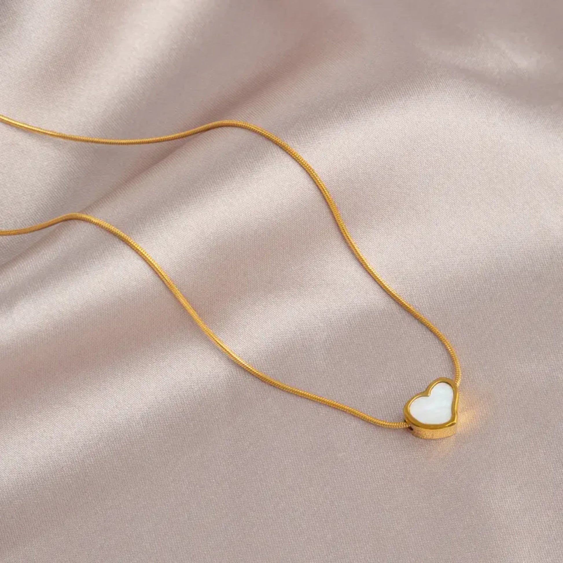White Curved Heart Necklace