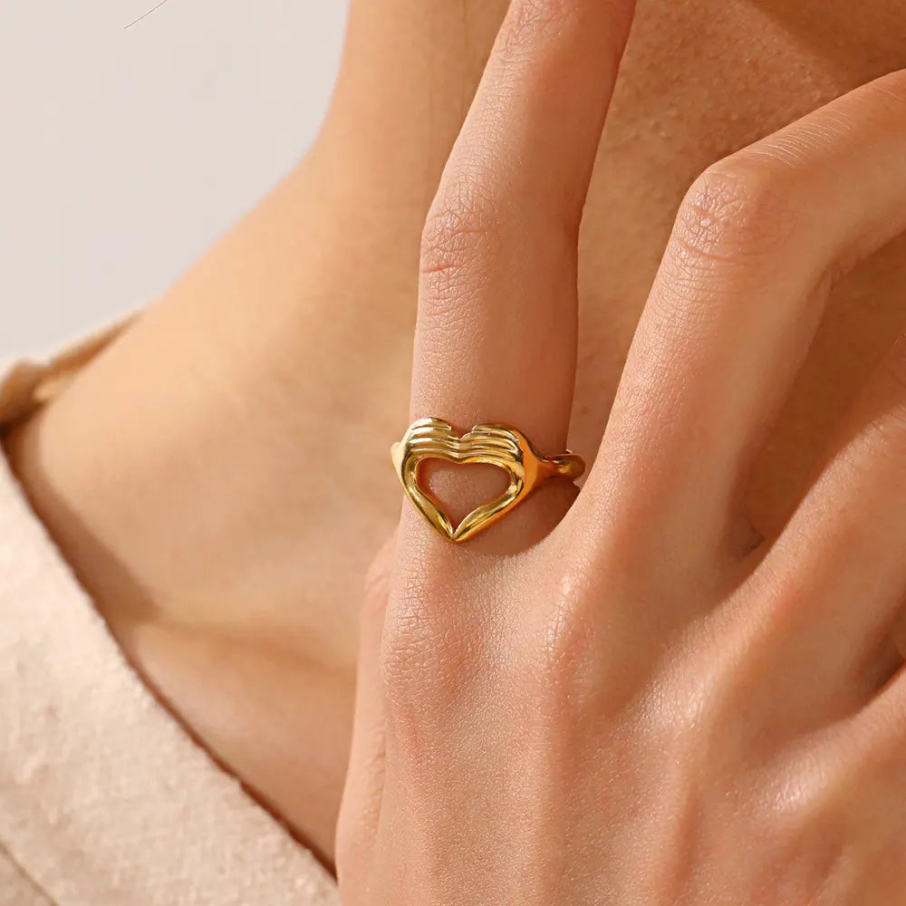 Wrinkle Heart Gold Ring