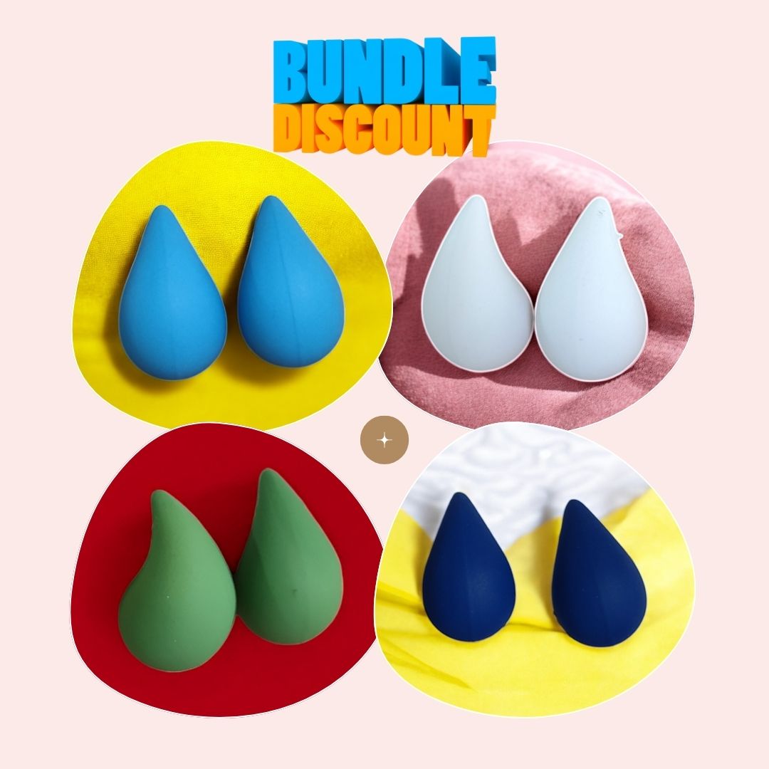 Pack of 4 Teardrop Aacrylic Stud Earrings