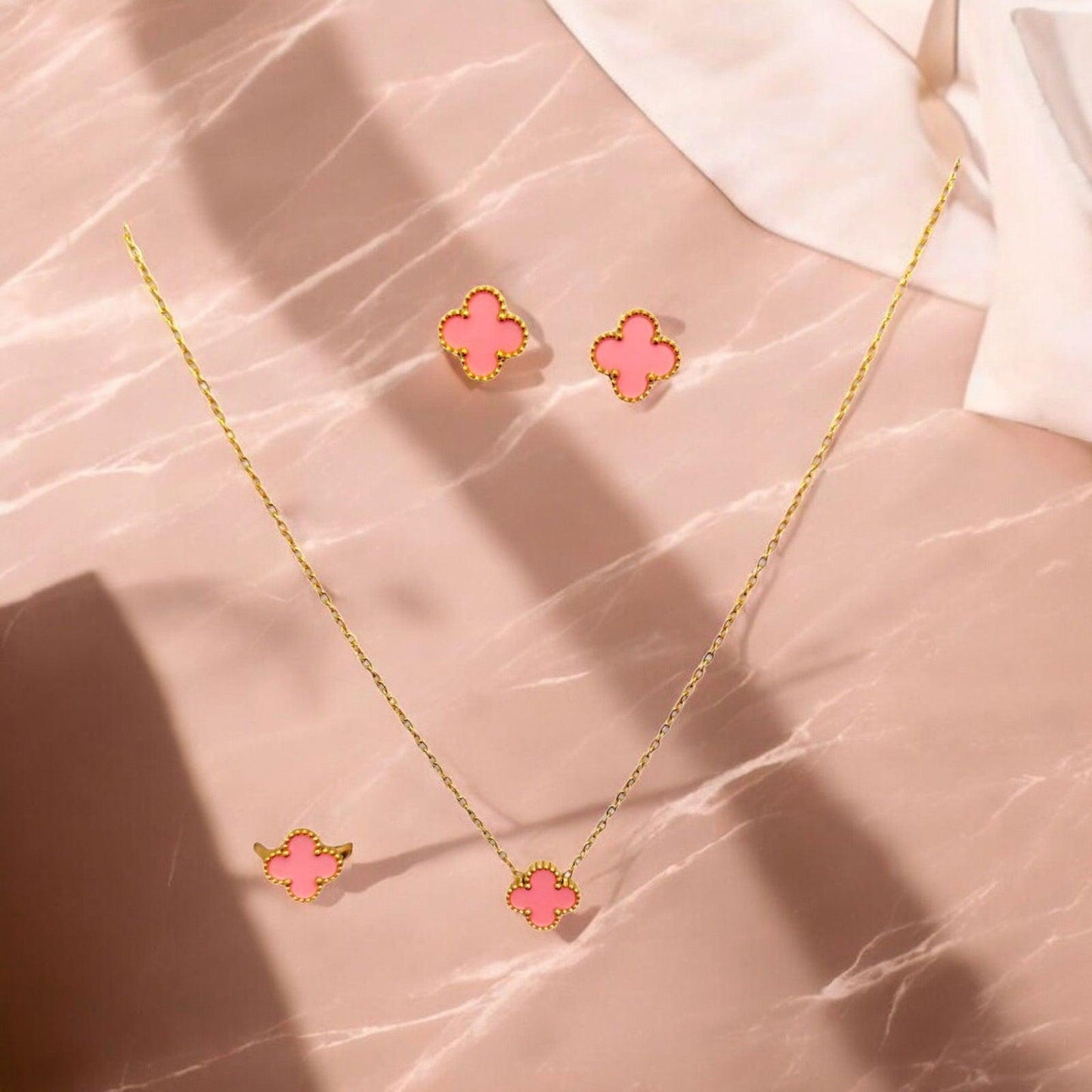 Pink Clover Jewelry Set