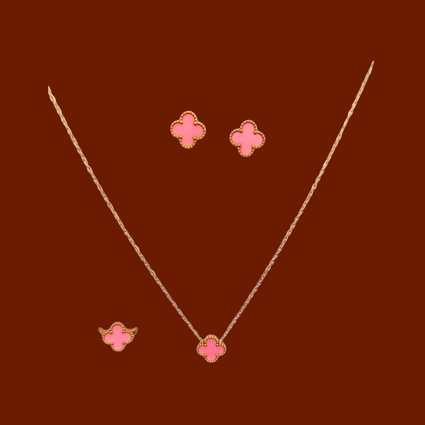 Pink Clover Jewelry Set