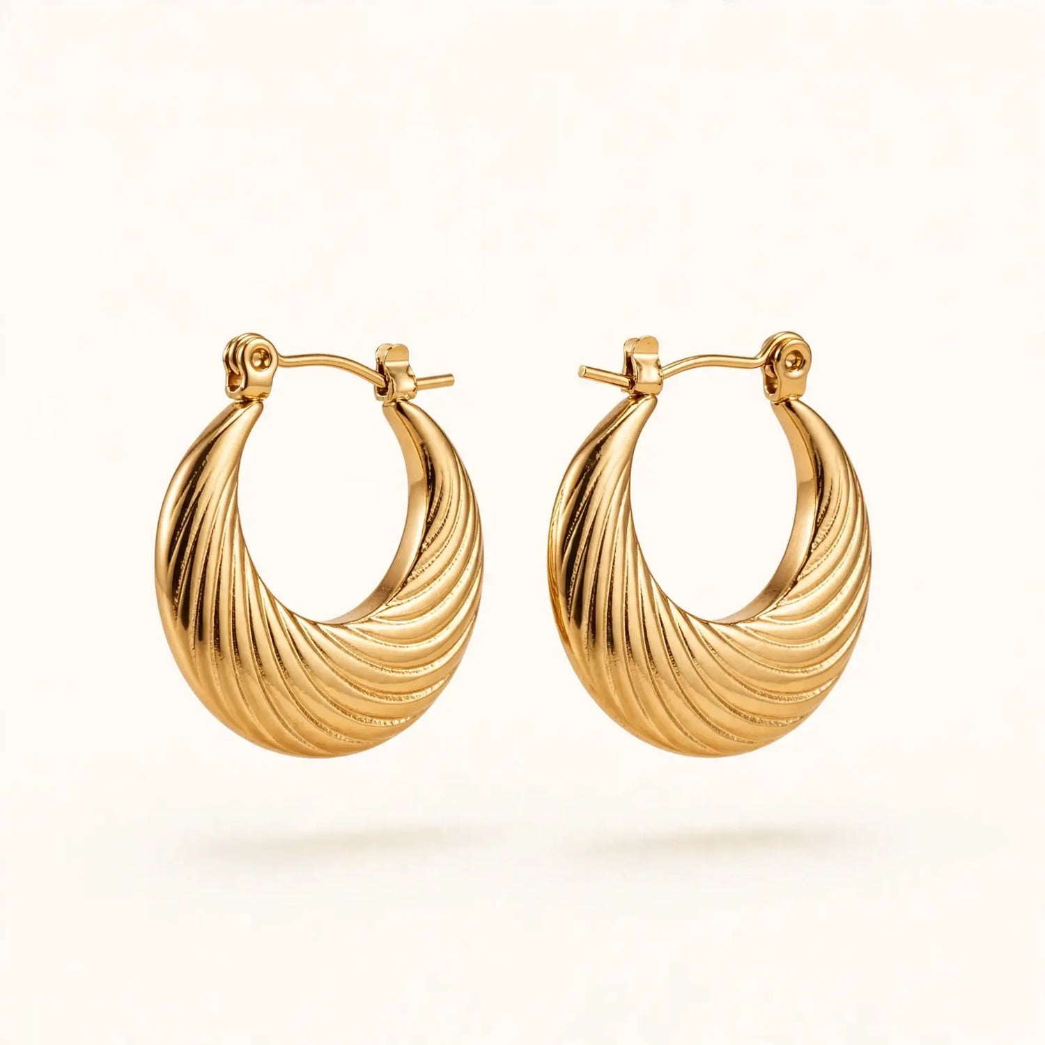 Golden Drift | Sculpted Wave Hoop Earrings