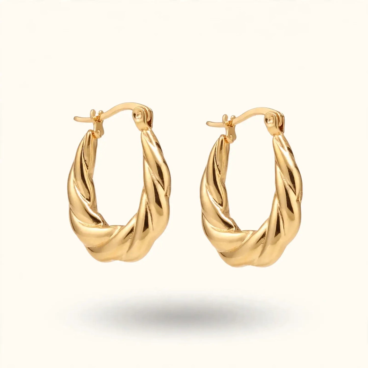 Golden Whirl | Twisted Oval Hoop Earrings