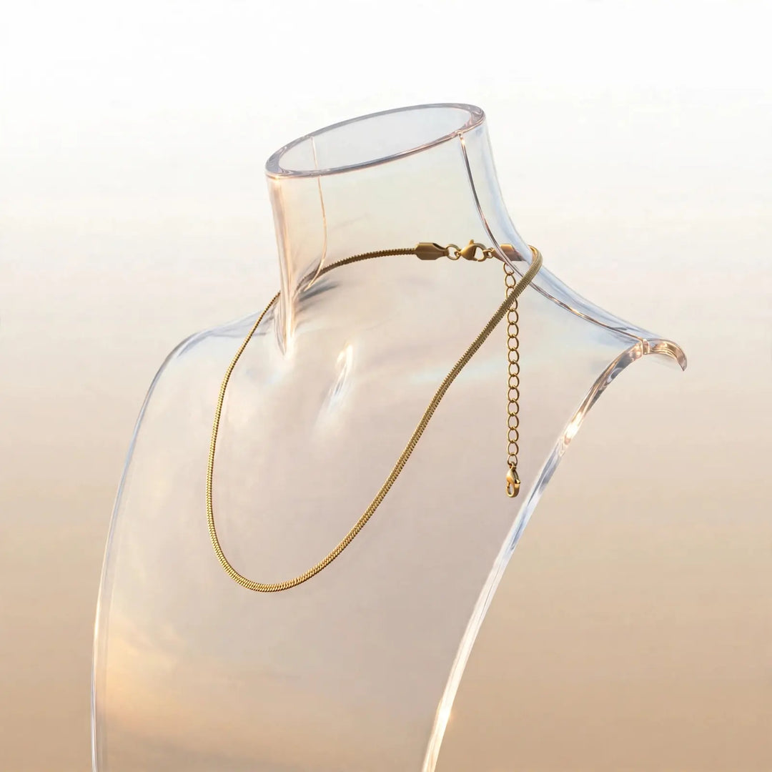 Golden Glide | 18K Gold Herringbone Chain Necklace