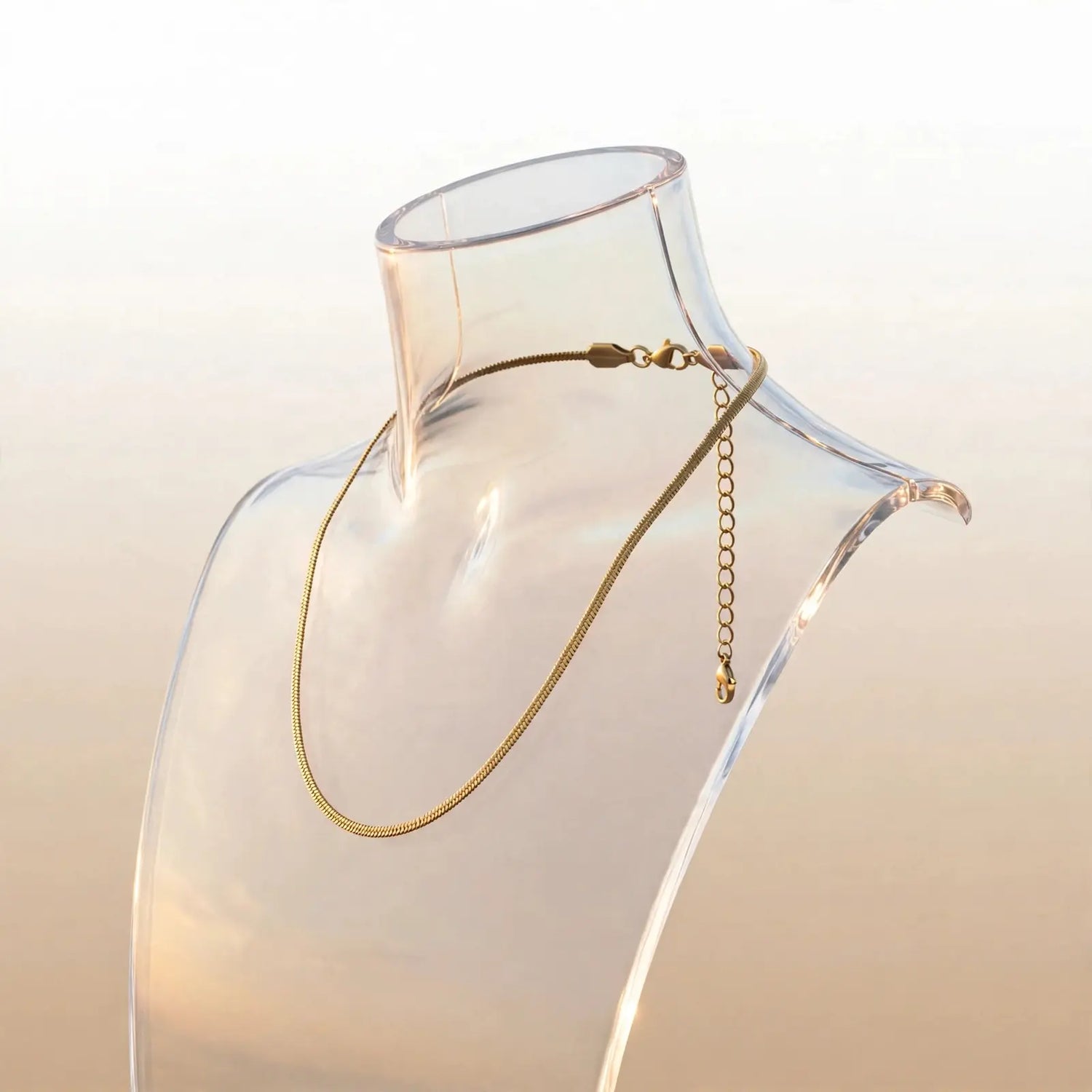 Golden Glide | 18K Gold Herringbone Chain Necklace