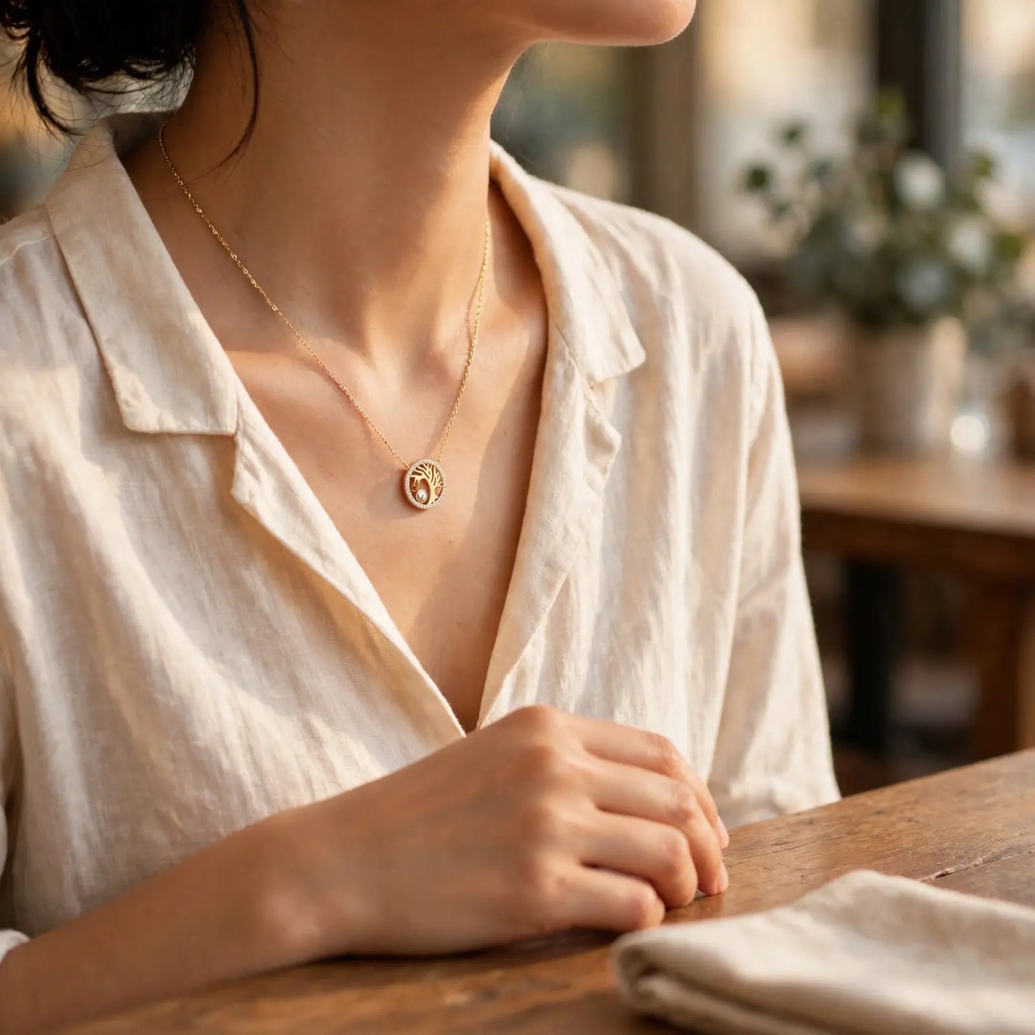 Golden Roots | Crystal Tree Pendant Necklace
