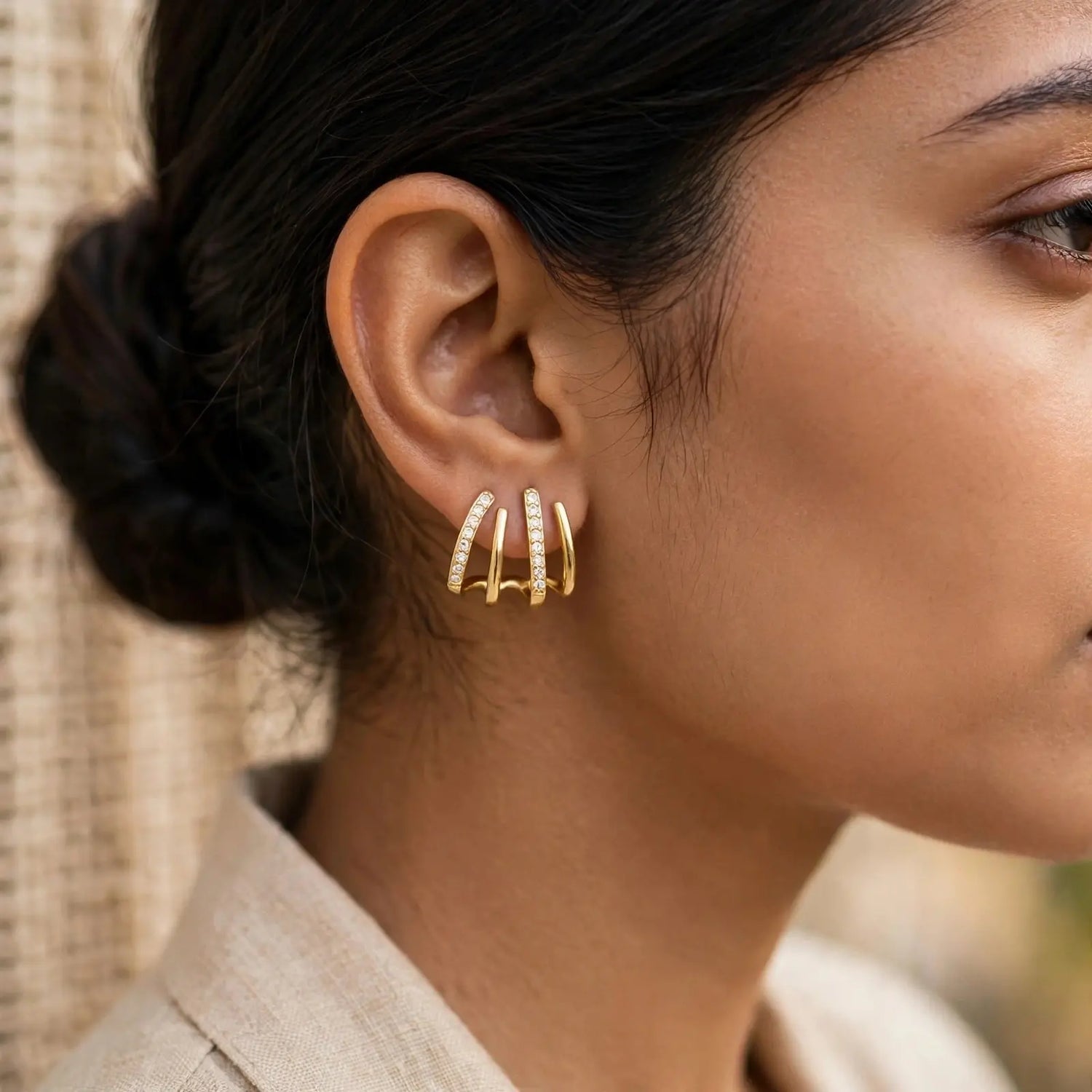 Golden Bloom | Crystal Stud Earrings