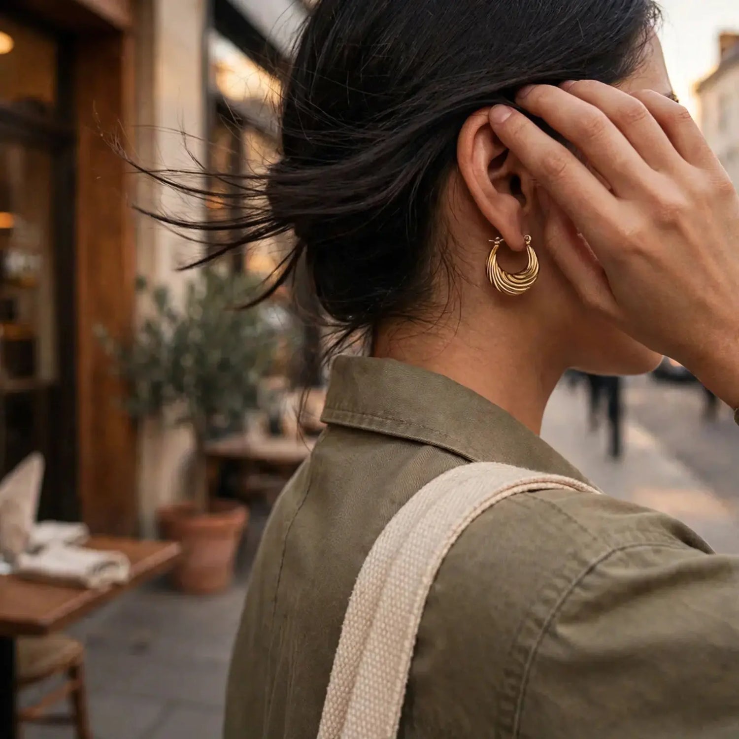 Golden Drift | Sculpted Wave Hoop Earrings