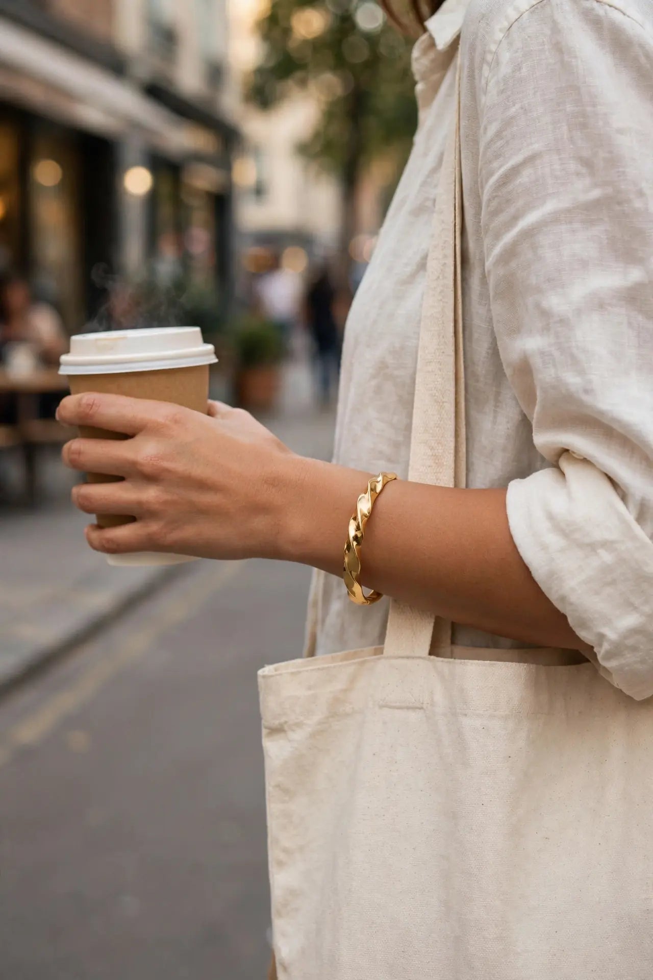 Golden Flow | Twist Wave Gold Bracelet