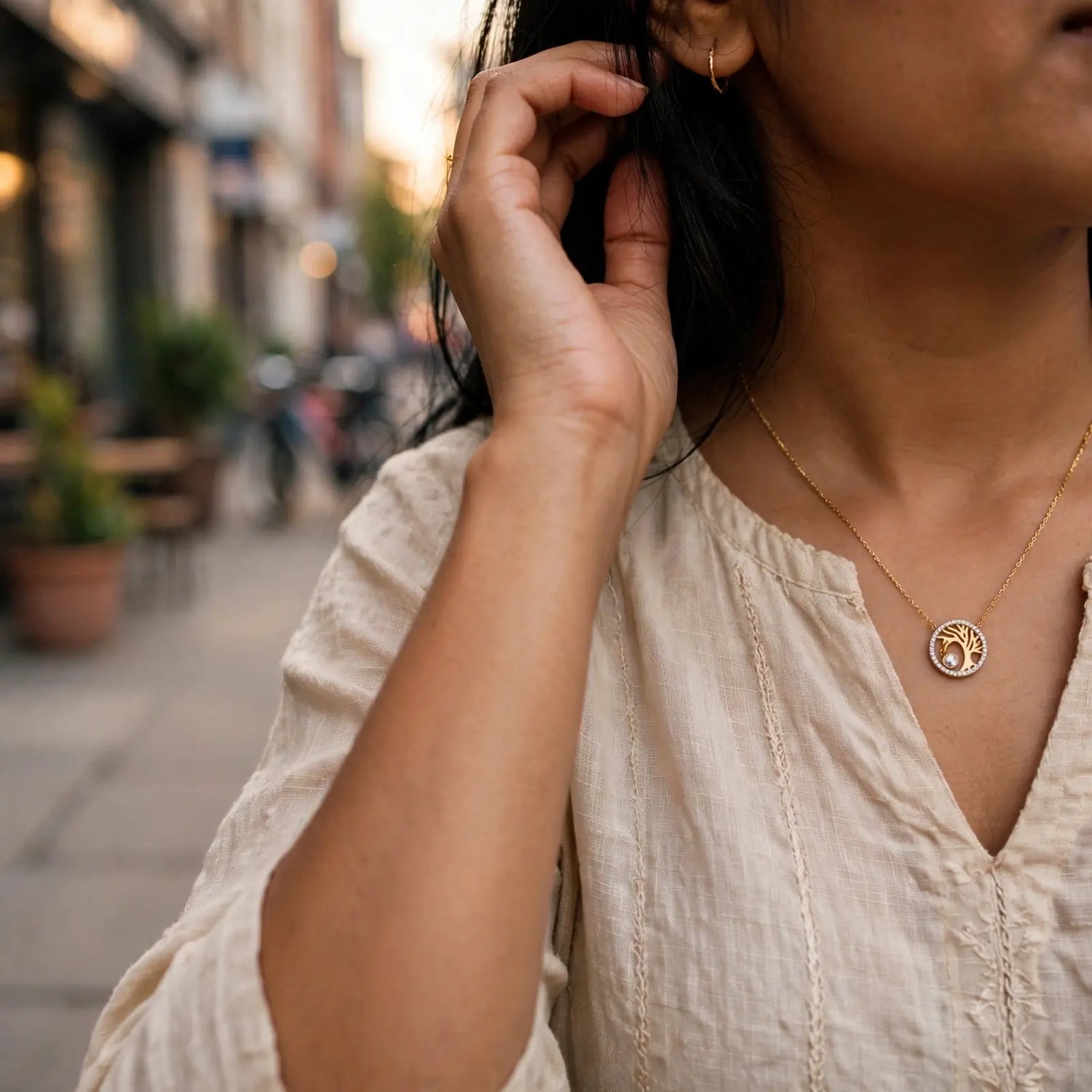 Golden Roots | Crystal Tree Pendant Necklace