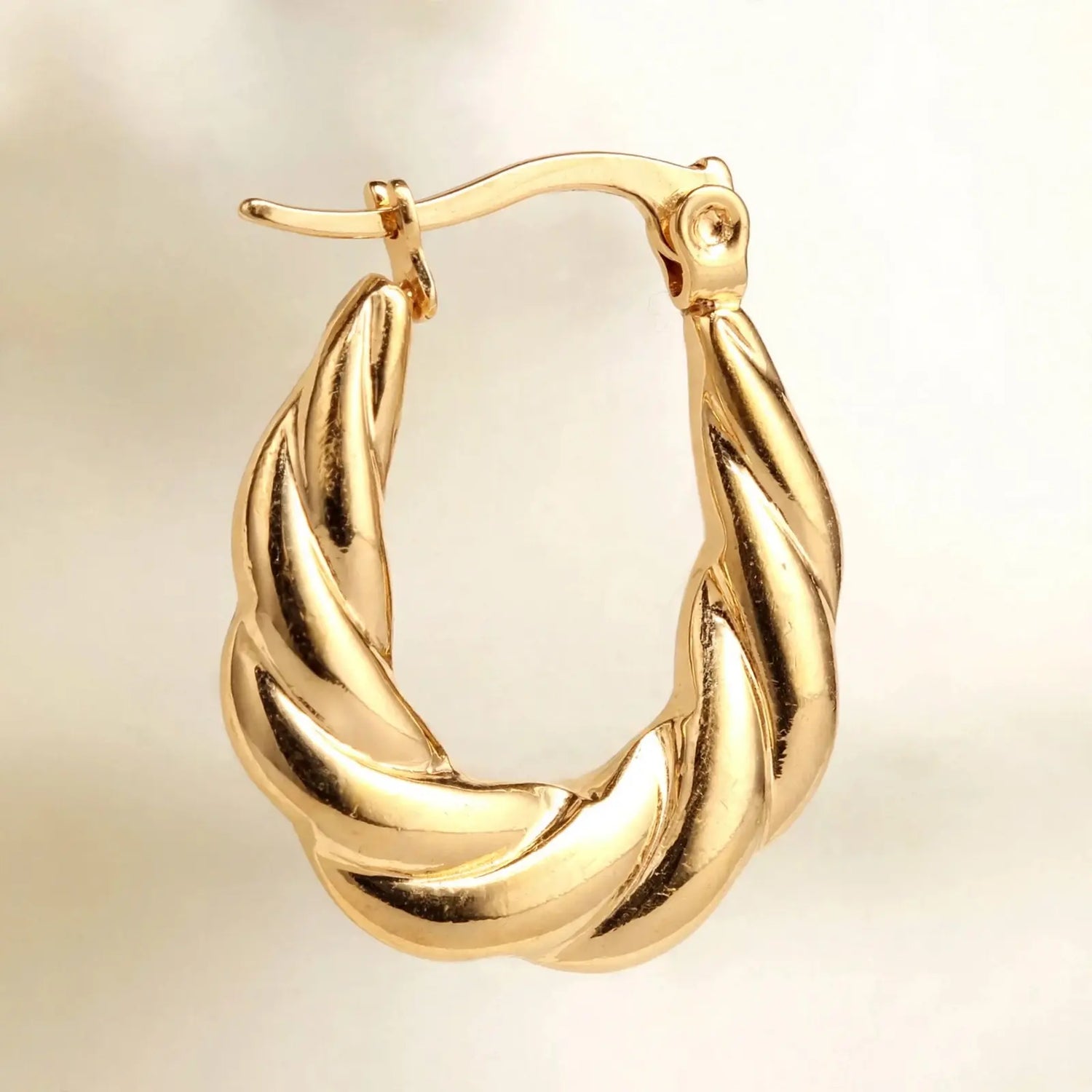 Golden Whirl | Twisted Oval Hoop Earrings