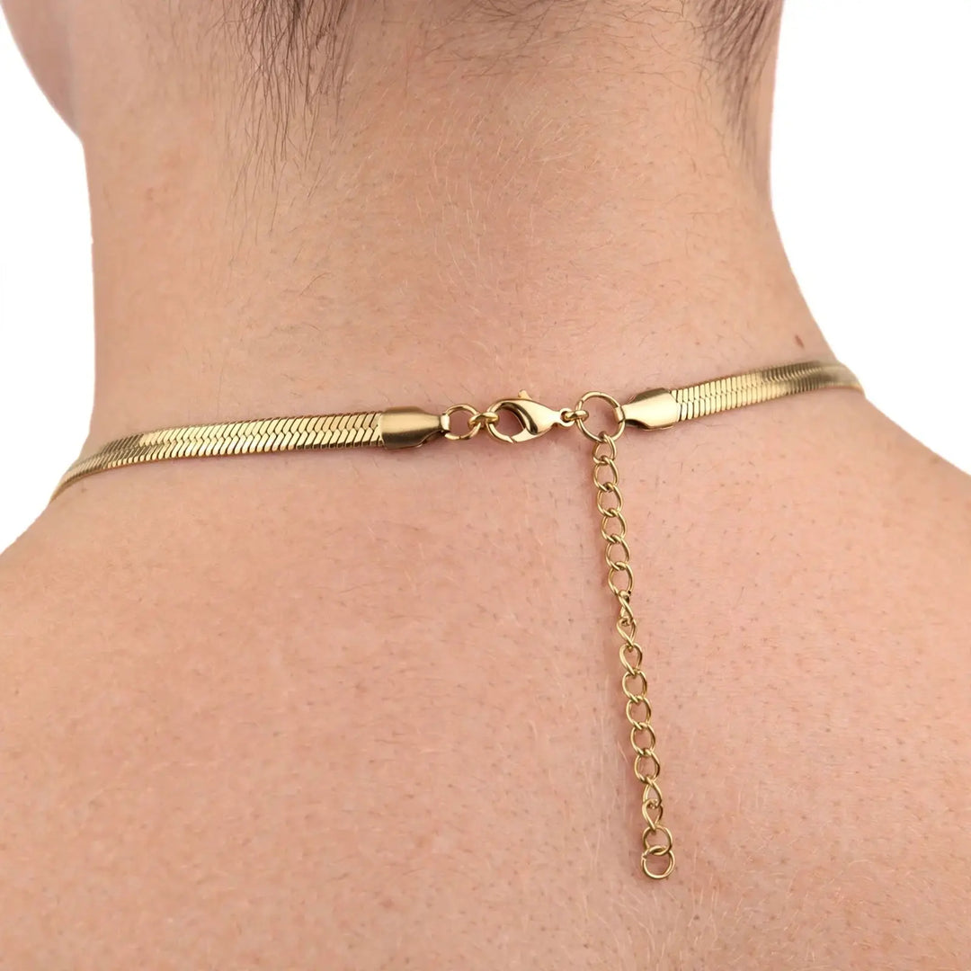 Golden Glide | 18K Gold Herringbone Chain Necklace