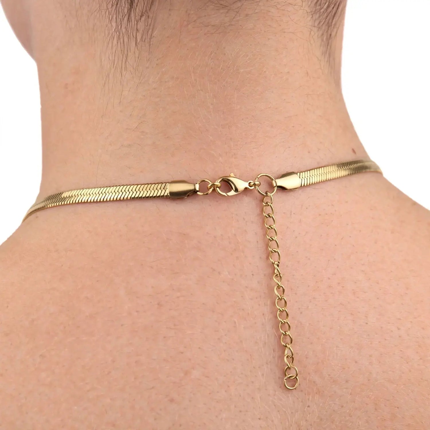 Golden Glide | 18K Gold Herringbone Chain Necklace