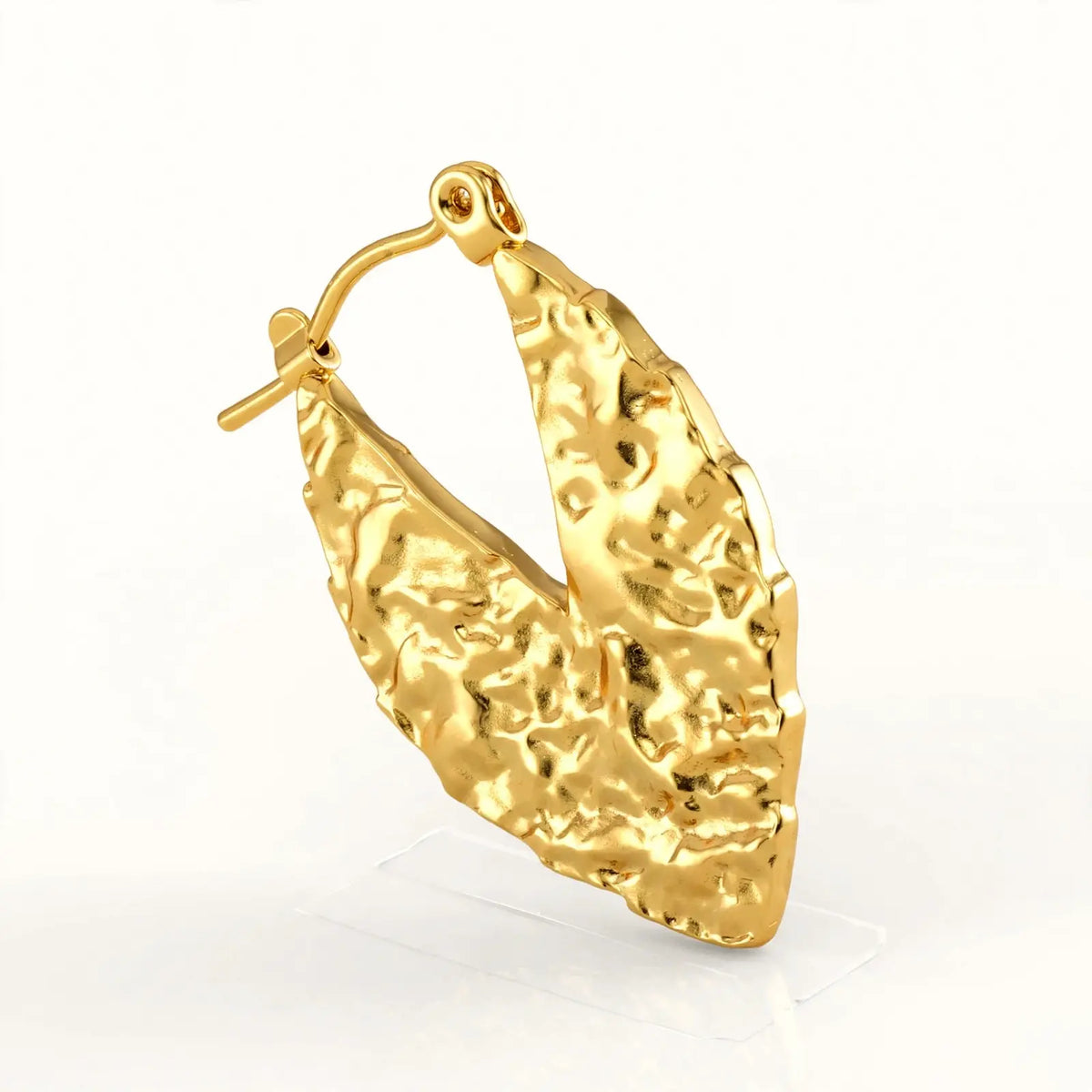 Frost Flow | Wave-Patterned Gold Hoop Earrings