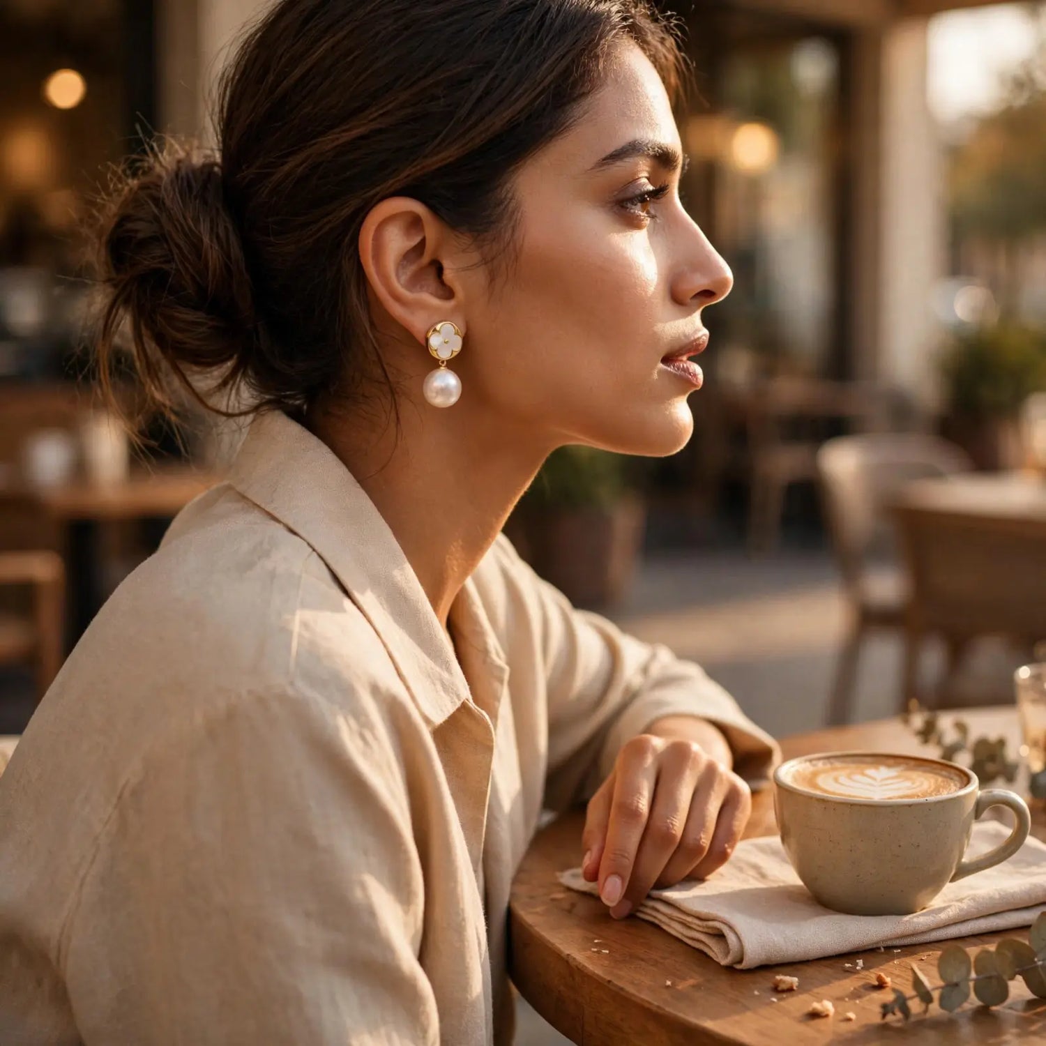 Lunar Luck | White Clover Pearl Drop Earrings