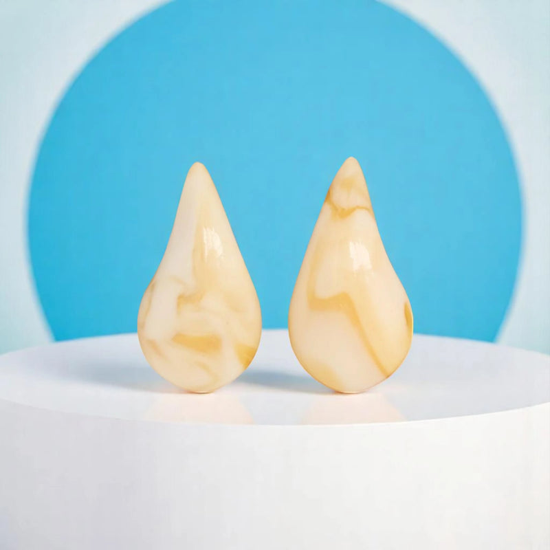 Beige Teardrop Earrings