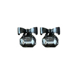 Black Bow Gemstone Stud Earrings