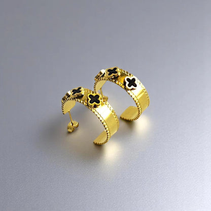 Black Clover Hoop Earrings
